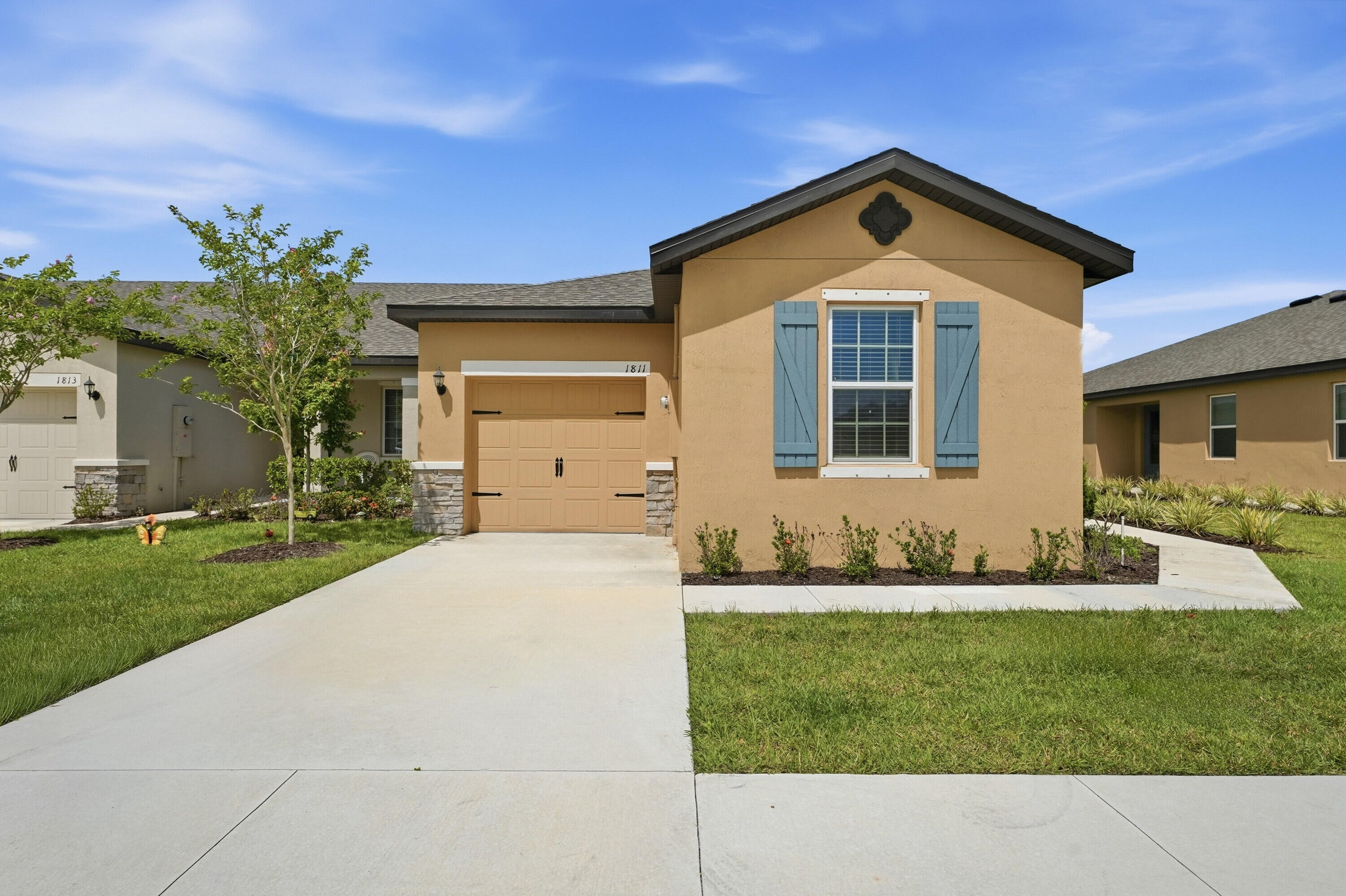 Amazing opportunity! The Santa Maria delivers the space and layout buyers want. This one-story, 4 bed, 2 bath home in Celebration Pointe offers comfort, function, and style. From the inviting covered entry to the open-concept design, it feels right the moment you walk in. The kitchen is built for real life, featuring large countertops, a breakfast bar, and wood cabinetry with crown molding. Spacious bedrooms, a dedicated laundry room, and a fully landscaped yard complete the home. Enjoy walking paths, a playground, a clubhouse, and a location close to shopping, dining, and top-rated schools. Ask about limited-time incentives and builder-paid closing costs.