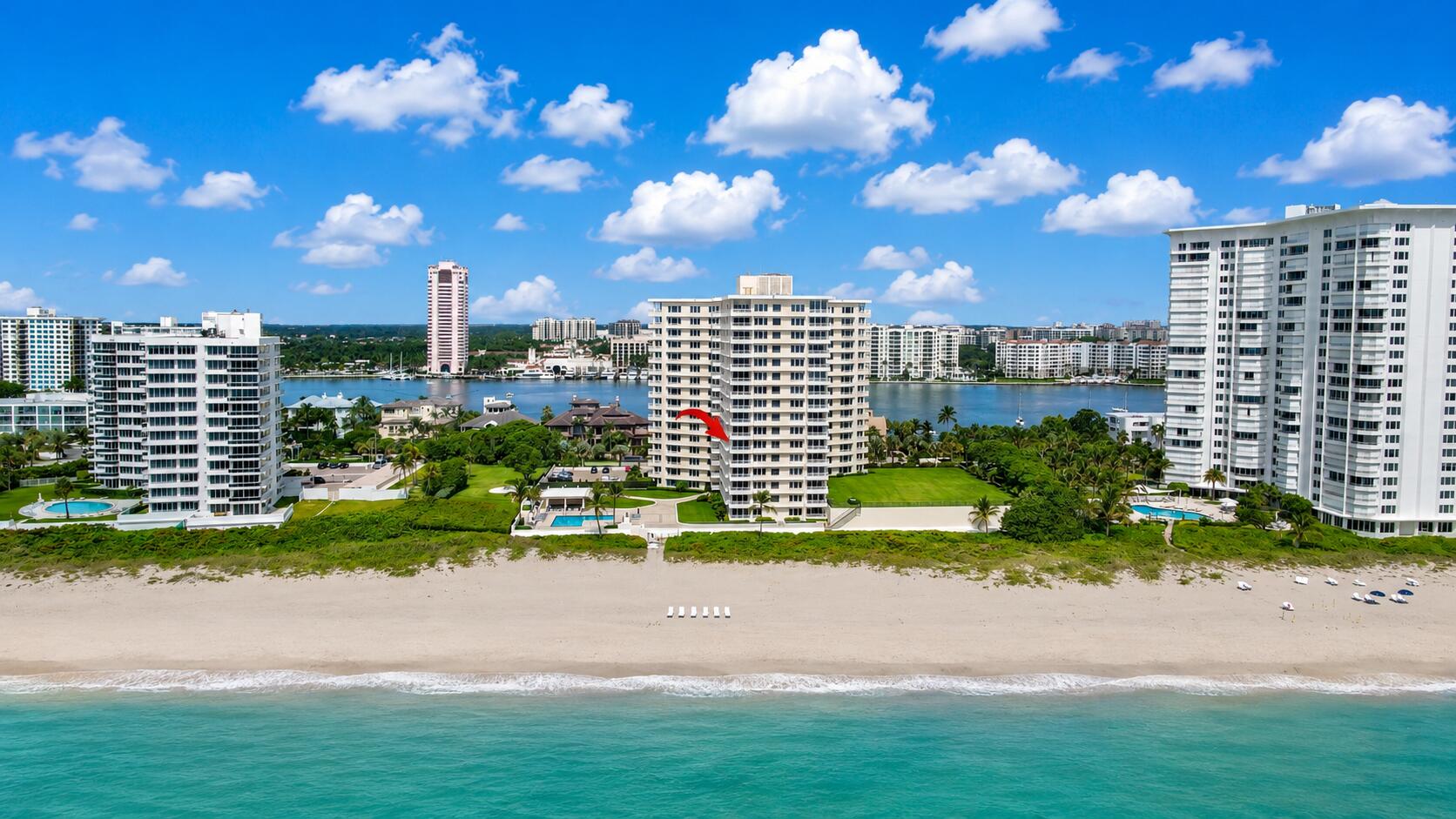 Rarely available and offering stunning views of the Atlantic Ocean and Lake Boca Raton, Residence 601 at Sabal Shores is a spacious 3-bedroom, 2.5-bath southeast corner residence in one of Boca Raton's most desirable oceanfront buildings. Three-bedroom residences in Sabal Shores seldom become available, making this a unique opportunity to own an exceptional waterfront property with ocean views from every room. Filled with natural light, the residence features generous room sizes, a versatile den/office, expansive impact windows and doors, two assigned garage parking spaces, an air-conditioned storage locker conveniently located on the same floor, and an unbeatable location directly on the sand just minutes from The Boca Raton, Mizner Park, world-class dining, shopping, and entertainment. While offering the opportunity for a buyer to update and personalize to their own taste, the views, layout, and location are truly irreplaceable. Sabal Shores offers an exceptional lifestyle with a heated oceanfront resort-style pool, direct beach access, fitness center, doorman, 24-hour security, BBQ and picnic areas, secured bike storage, on-site management, and beautifully maintained grounds. Ideally positioned directly across from Lake Boca Raton and surrounded by some of the most desirable waterfront real estate in South Florida, this residence combines the best of oceanfront living with the convenience of being moments from the Boca Raton Beach Club, marinas, parks, and downtown Boca. Priced to sell and offering tremendous upside in a premier oceanfront setting, Residence 601 presents a rare opportunity to secure one of the most sought-after floor plans in East Boca's luxury condominium market.