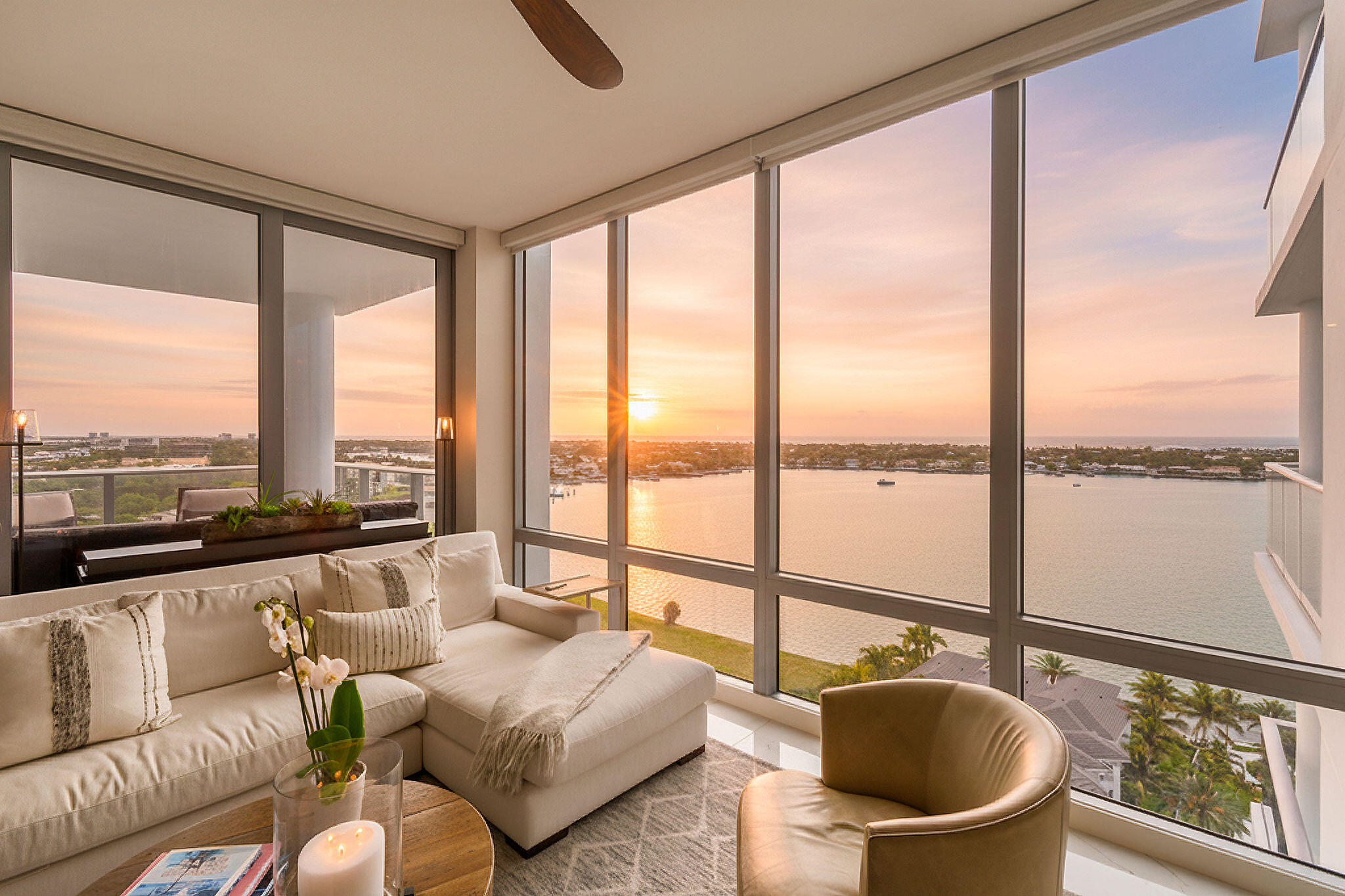 On the 16th floor of Water Club, this impeccably maintained residence delivers the kind of views that stop you in your tracks. Ocean, intracoastal, and Singer Island stretch out from every angle, with building one's unobstructed northern views making them even more precious. Morning light on the water. Evening color over the skyline. Inside, every detail has been thoughtfully appointed and carefully kept. Beyond the front door, Water Club delivers the best amenity package in North Palm Beach: three pools, two gyms, a private sandy beach along the intracoastal, a 22-slip marina, pickleball, dog park, a club room, and 24-hour security. Fifteen minutes to Jupiter. Twenty minutes to Palm Beach and the airport. This is the lifestyle.