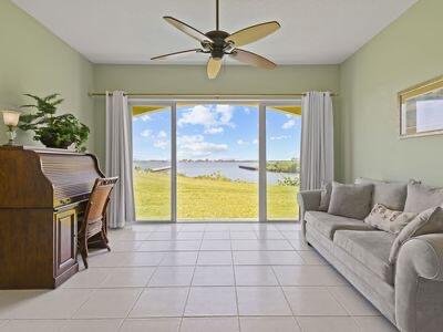 Picturesque view of the Indian River from your condo here in the wonderful Harbour Isle community. This open-concept layout offers relaxation and entertainment at its best! Located close to the clubhouse with pool, gym, tennis. Some upgrades and first floor unit, make this unit unique and desirable, providing two access points, with back slider leading to beautiful yard space to enjoy the water view. This waterfront retreat offers the ideal blend of comfort and coastal charm. Enjoy peaceful sunrises, gentle river breezes, and convenient access to nearby beaches, dining, and local attractions. Excellent View!