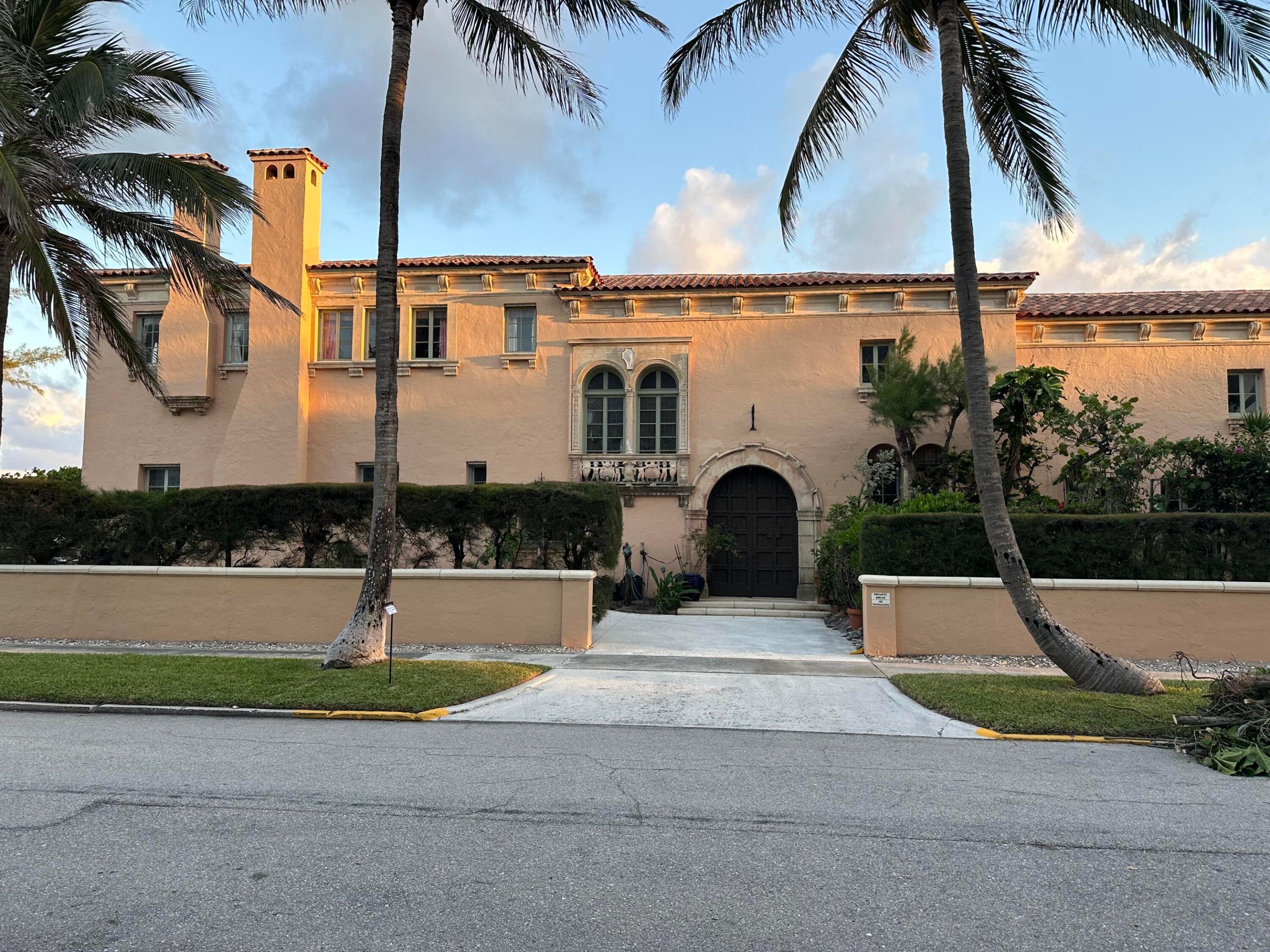 Rare Offering: ''Old Palm Beach'' Ocean Front Property. Addison Mizner Architect. 232' of deeded private beach. sweeping front lawn. ball room/LR, sunroom, master, guest rooms all with direct ocean views, 5 bedroom, 5 full bath, 1 half bath. pool, interior courtyard with original working fountain. All original Mizner architectural features, including 16th century oak paneling. Elizabethan-era stain glass. ornate carvings, decorative tile work, cast limestone detailing, elaborate arches, hand-painted coffered ceiling, pecky cypress ceilings and beams throughout, original fixtures, hand carved doors, intricate ironwork. These distinctive details add richness and visual interest to this home, showcasing the historical craftsmanship and artistic flair. Landmarks like the William Warden House contribute to the sense of identity and pride within this island community. It serves as a symbol of Palm Beach's history, heritage and architectural legacy. Since it preservation efforts in 1980 the property has become an iconic representation of Palm Beach's past and its development into a luxurious destination. It's presence enriches the community's cultural fabric and fosters a sense of place and belonging.