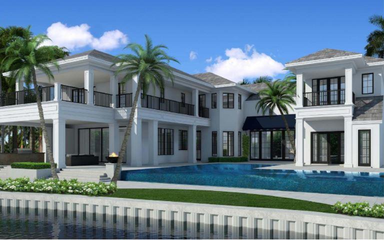 Intracoastal Oasis with your own Private Island! This completely renovated compound features 7 bedrooms, 8 baths, upstairs master with huge balcony and fireplace.  10 Ft deep pool, outdoor shower, separate spa room, beautiful home office, 3 balconies overlooking the water, private boat ramp with garage opening for jet skis, paddle boarding, etc. Separate 2 bedroom, 2 bath guest house with huge living area. Putting & chipping green with British open style bunkering.