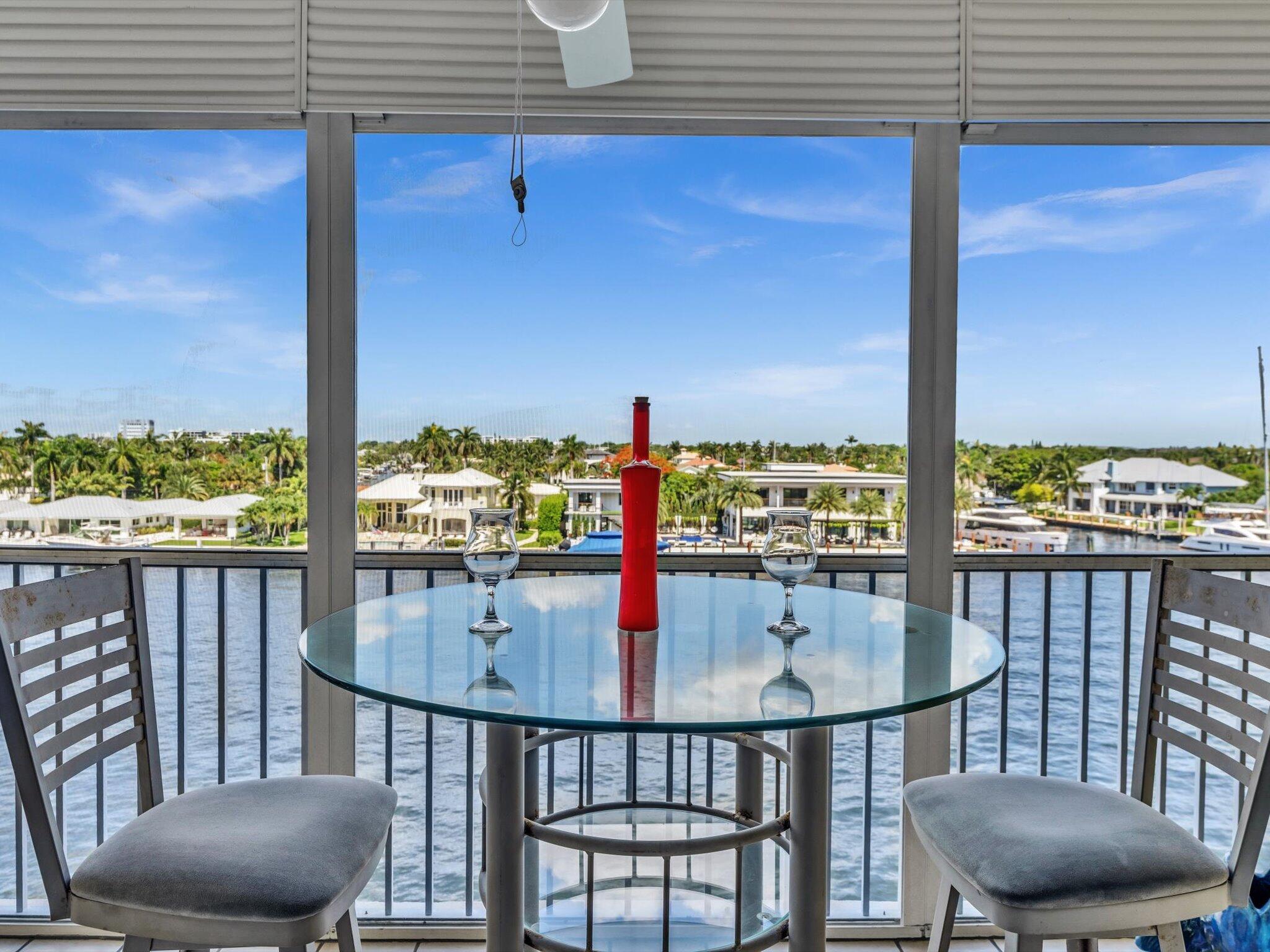 The location everyone wants... the sunsets you'll never forget. Welcome to Riverside Towers, perfectly positioned just three blocks from Pompano Beach's exciting 6-acre Fishing Village, where waterfront dining, boutique shopping, tiki bars, Kilwins Ice Cream & Chocolate, and the iconic Briny Irish Pub are all within an easy stroll.  Now, let's talk about what truly makes this home special. If breathtaking sunsets are your thing, prepare to fall in love. Your oversized screened balcony offers a front-row seat to some of the most spectacular sunset views in all of South Florida—a picture-perfect backdrop you'll never get tired of. You'll also enjoy complete peace of mind during hurricane season thanks to brand-new impact windows and doors throughout the condo.     And for those who appreciate a meticulously maintained home, this one is truly exceptional. The current owner has taken incredible pride in caring for the property—even removing shoes before entering. The moment you walk through the front door, you'll immediately notice how spotless, fresh, and impeccably maintained this condo is. Simply move in, unpack, and start enjoying the South Florida lifestyle.