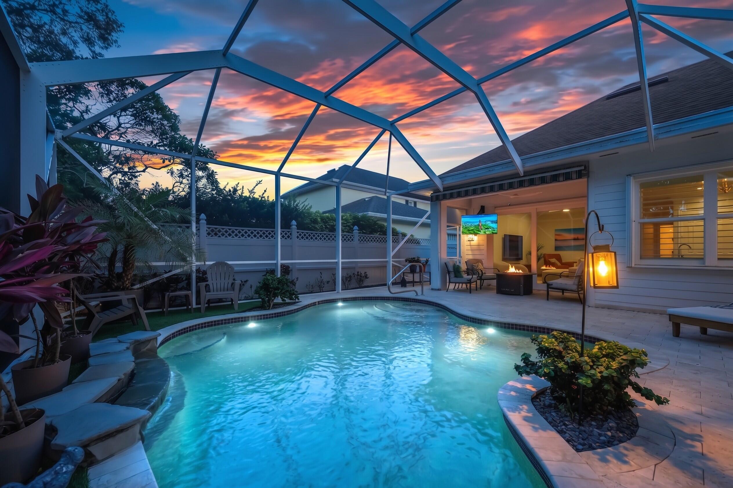 3BR+Den/2BA DiVosta built w/ heated pool in Abacoa's New Haven! Loaded w/ upgrades: Impact Glass ('24), WH Generator ('21), Newer Roof & WH ('20), AC ('21). RARE long paver drive, porte-cochère & 2-car garage. Inside: soaring ceilings, wood floors, crown moulding, plantation shutters & modern fans & fixtures throughout. Flexible defines the floor plan w/ a huge dedicated office & modern full bath serving 2 guest bedrooms, then formal dining that could become a second living space. Next, the great room, a prime setup including a large pantry, island, SS appliance suite, wine cooler - w/ pool views. Outside, beyond a lanai, your screened & heated pool (2015) w/ Swim Jet, waterfall & sprawling pool deck. Finally, the MBR w/ a walk-in closet that is to-die-for, 2x vanity, glass shower & tub. Presenting a 3 bedroom PLUS an Office/Den, 2 bath, DiVosta masterpiece with a heated pool (2015), impact glass (2024), newer roof, water heater (2020), AC (2021), whole house generator,  and timeless curb appeal on New Haven's nostalgic, tree-lined streets. This slice of Americana features a welcoming front porch, a RARE long paver driveway with a porte-cochère, and a two-car garage that feels like a beautiful step back in time. Inside, you're greeted in the foyer by tile floors w/ custom inlays that seamlessly transition to rich wood floors paired with soaring ceilings, crown moulding, modern fans & fixtures and abundant natural light filtered through luxurious plantation shutters.   This single story floor plan is equal parts beautiful and flexible with a spacious den/office at left. At your right, a full bathroom with river rock vanity, LED mirror and a frameless glass shower w/ gray subway tile serves the main living areas and divides two guest bedrooms, both with ample closet space equipped with professional organizers and the gorgeous finishes you can expect throughout the home. Ahead, a large formal dining room ready to host all of life's grand celebrations, it could easily flex as a second living room/space if you are a casual diner. Continue to the Great Room, a light, bright space where the kitchen is the star, featuring an island topped with modern granite, w/ dual sinks  storage and seating for 4. A stainless steel appliance suite that includes a Zephyr Beverage Cooler (2021) and a GE Cafe Refrigerator (2025), and of course, that "must have" pantry with wooden shelves. Its best feature is it overlooks every living space in the home both indoor and outdoor, ensuring you never miss a moment or a memory with friends and family.  A large sliding glass door, invites you outside to a private paradise - the protection from the covered lanai extends further with two retractable awnings powered by Somfy, a heated & screened pool w/ PebbleTec finish, salt chlorination system, auto-level, SwimJet, waterfall, mosaic turtle inlay, a large paver pool deck and garden area surrounded by a fully fenced yard. As the sun sets, head inside and discover your master bedroom sanctuary - w/ a private sliding glass door to the pool/lanai and significant separation from the main living areas - tranquil is the word that comes to mind. An incredible walk-in closet with a professional organizer checks another off of your "must have" list, and the master bath is adjacent with dual sinks, a separate frameless glass shower and large soaking tub.   This home is completed by a utility room w/ sink & Samsung Washer & Dryer, central vacuum, a two car garage w/ new garage door (2026), storm safe upgrades include impact windows (2024) and for an additional layer of protection, accordion shutters are still in place and a whole house Generac Generator (2021 Nat. Gas).   516 Sweet Bay Circle is truly the perfect pairing of practical upgrades and brilliant design, in nostalgic New Haven, the premier founding sub-community within Jupiter's highly desirable Abacoa master plan. Known for its charming, established streets framed by mature live oaks and magnolias, this neighborhood offers a tranquil yet vibrant coastal lifestyle that newer developments simply cannot replicate. Residents enjoy exclusive access to two private clubhouses, a fitness center, two heated swimming pools, and neighborhood play areas, all beautifully complemented by the broader Abacoa community's spectacular 260 acres of protected wetlands and nature preserves. Culinary excellence is right at your doorstep, as some of Jupiter's absolute best food can be found at the neighborhood's entrance at the beloved Little Moir's Leftovers Cafe. Just moments away, the bustling Abacoa Town Center serves as a lively hub for boutique shopping, weekly food truck events, and live amphitheater music.  Beyond the immediate neighborhood, this location is an absolute dream for sports enthusiasts, beachgoers, and commuters, consistently earning top accolades as one of the best suburbs in Palm Beach County for its outstanding quality of life. You are perfectly positioned near the pristine fairways of the Abacoa Golf Club and Roger Dean Stadium, the celebrated Spring Training home of the St. Louis Cardinals and Miami Marlins. The area is highly sought-after for its education, zoned for Jupiter's coveted, A-rated public school district—including Lighthouse Elementary, Beacon Cove, Independence Middle, and Dwyer High—while sitting near prestigious institutions like FAU's Honors College and The Benjamin School. With Jupiter's world-renowned turquoise beaches less than four miles away and Palm Beach International Airport (PBI) just a seamless 20-minute drive down I-95, this location seamlessly pairs award-winning coastal elegance with unmatched convenience.