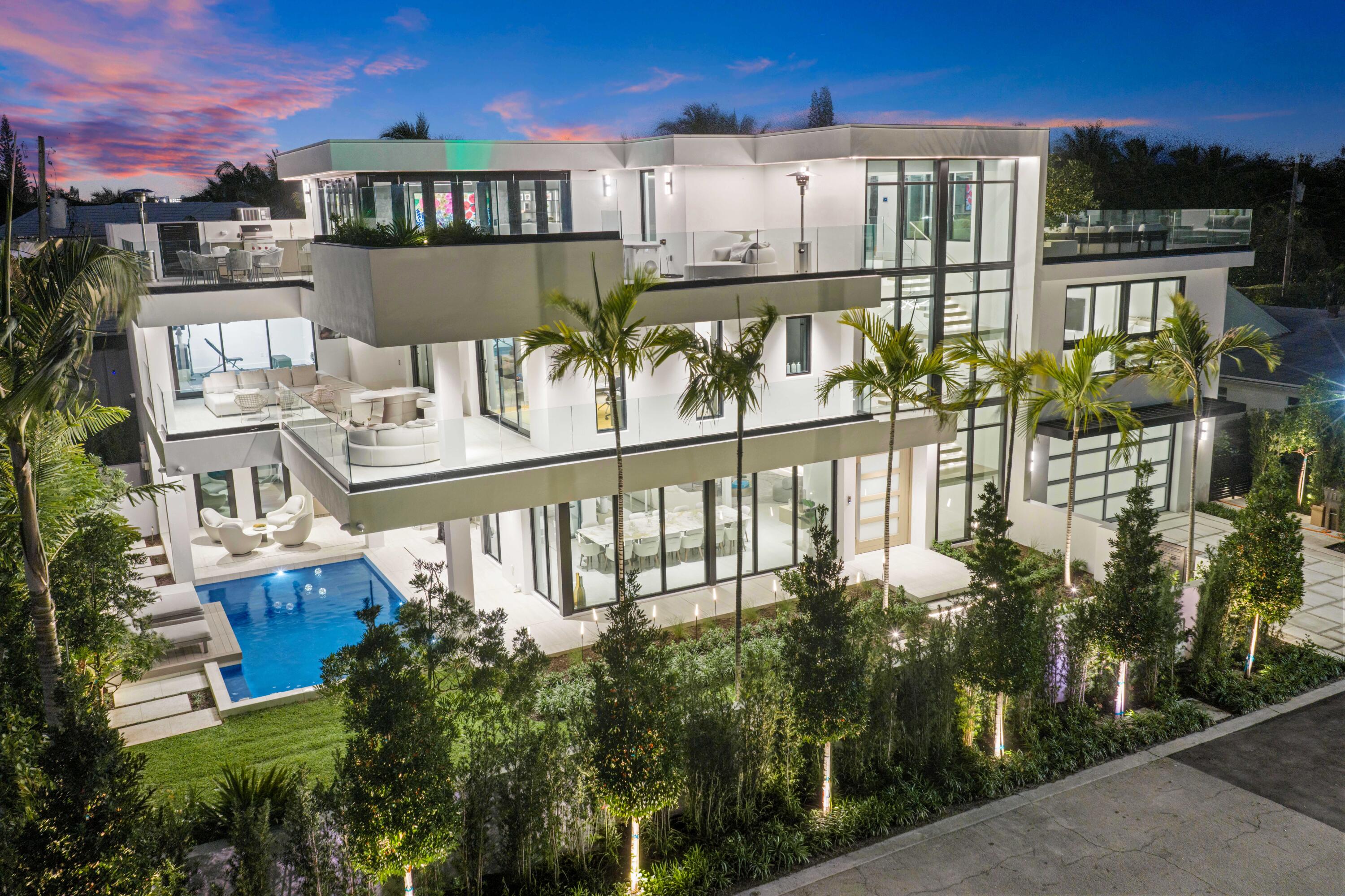 BRAND NEW 2026 construction in the highly sought-after SOSO neighborhood. Designed and architected by Keith Spina, this residence blends striking modern design with exceptional craftsmanship and luxury finishes throughout. The home features top-of-the-line Italian custom cabinetry, 51 slabs of polished Royal Oyster marble across the kitchen and baths, and elegant Italian porcelain tile flooring. The luxurious primary suite includes a private morning bar and spa-inspired bath. A private fitness studio,  elevator, Crestron smart home system, and automatic shades throughout provide ultimate comfort and convenience. Designed for both indoor and outdoor living, the property offers an impressive outdoor entertaining bar and lounge, two summer kitchens, and a heated pool. The rooftop terrace elevates the experience with a heated spa, cold plunge, and stunning sunset views. Ideally located in the heart of SOSO, just minutes from Palm Beach Island, top restaurants, shopping, Palm Beach International Airport, and downtown West Palm Beach. A rare opportunity to own a brand-new luxury residence in one of the area's most desirable neighborhoods.