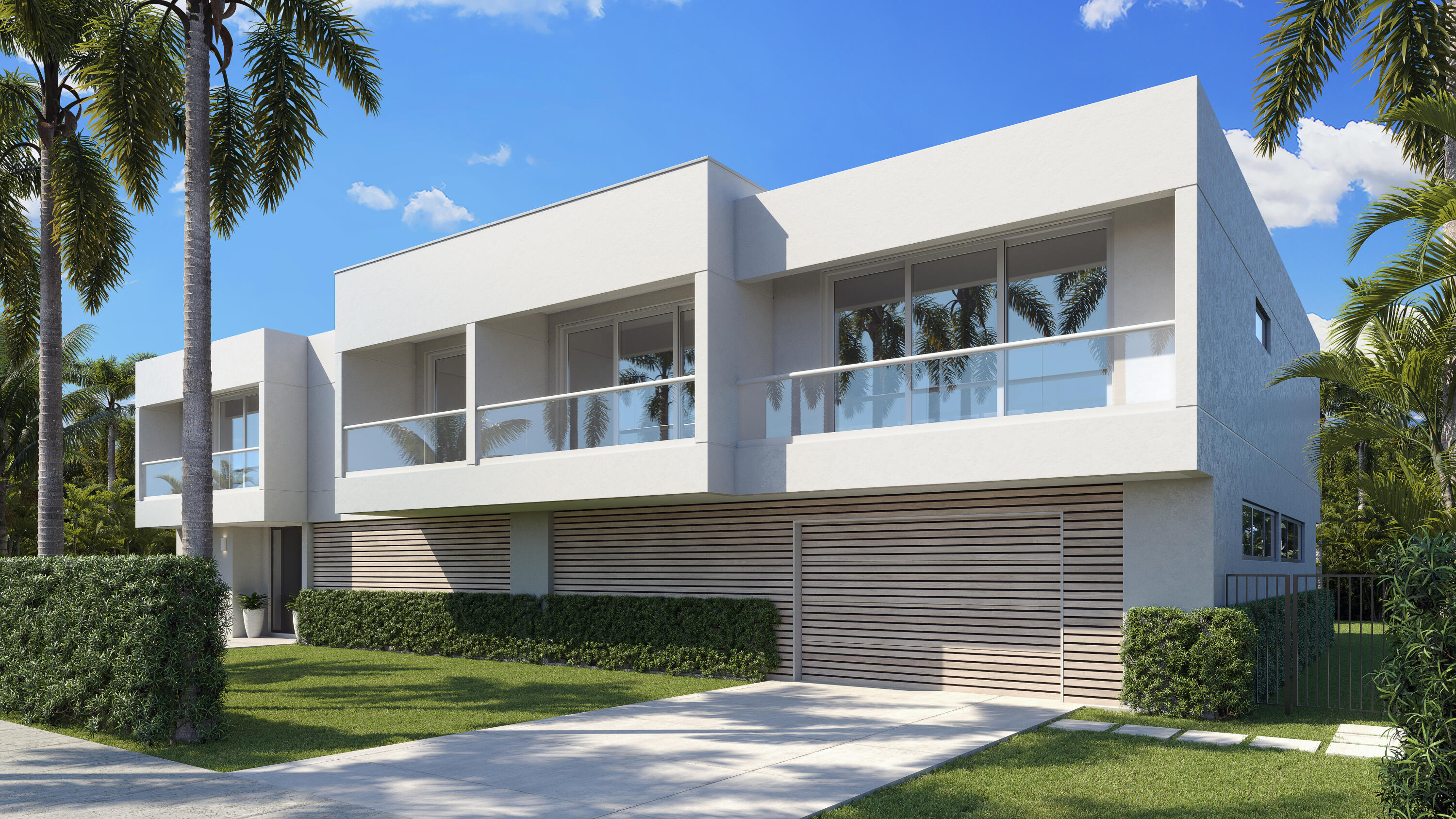 This modern in-town residence spans over 6,428 square feet and offers four bedrooms, four and a half bathrooms, and ARCOM-approved plans to enclose the garage. The living room features floor-to-ceiling windows and a balcony overlooking the expansive south-facing gas heated pool, lush green space, and dining terrace. The kitchen is equipped with Wolf/Sub Zero appliances, a wet bar, and a butler's pantry. The primary suite includes a private balcony, dual walk-in closets, and a spa-inspired bathroom. The oversized garage provides ample parking for car collectors and features newly epoxy-coated floors. A private elevator and hurricane impact windows add ease and convenience throughout the home. Ideally located just steps from the ocean and Lake Trail, and moments from Royal Poinciana Plaza's shops and restaurants, offering both privacy and proximity to the best of Palm Beach.