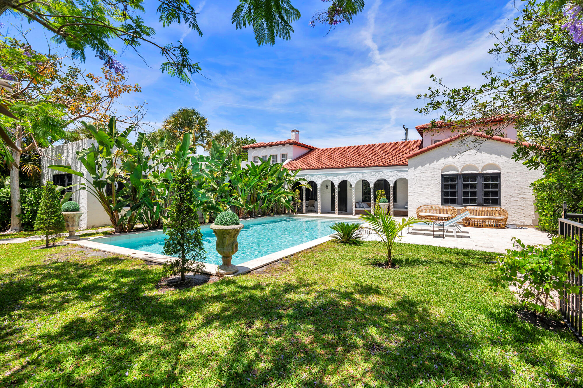 Located on a sprawling over 12,600 square foot lot, stunning Mediterranean-style estate designed by renowned architect William Eckler featuring 7 bedrooms and 5 bathrooms. Soaring cathedral ceilings highlight the expansive living and dining areas, perfect for entertaining. Upstairs ensuite bedrooms open to a dramatic interior balcony overlooking the main living space. Timeless architecture, elegant finishes, and exceptional craftsmanship throughout. DISCLAIMER: The written and verbal information provided including but not limited to prices, measurements, square footages, lot sizes, calculations and statistics have been obtained and conveyed from third parties such as the applicable Multiple Listing Service, public records as well as other sources. All information including that produced by the Sellers or Listing Company are subject to errors, omissions or changes without notice and should be independently verified by any prospect for the purchase of a Property. The Sellers and Listing Company expressly disclaim any warranty or representation regarding all information. Prospective purchasers' use of this or any written and verbal information is acknowledgement of this disclaimer and that Prospects shall perform their own due diligence. Prospective purchasers shall not rely on any written or verbal information provided when entering a contract for sale and purchase. Some affiliations may not be applicable to certain geographic areas. Copyright 2023 Listing Company. All Rights Reserved.