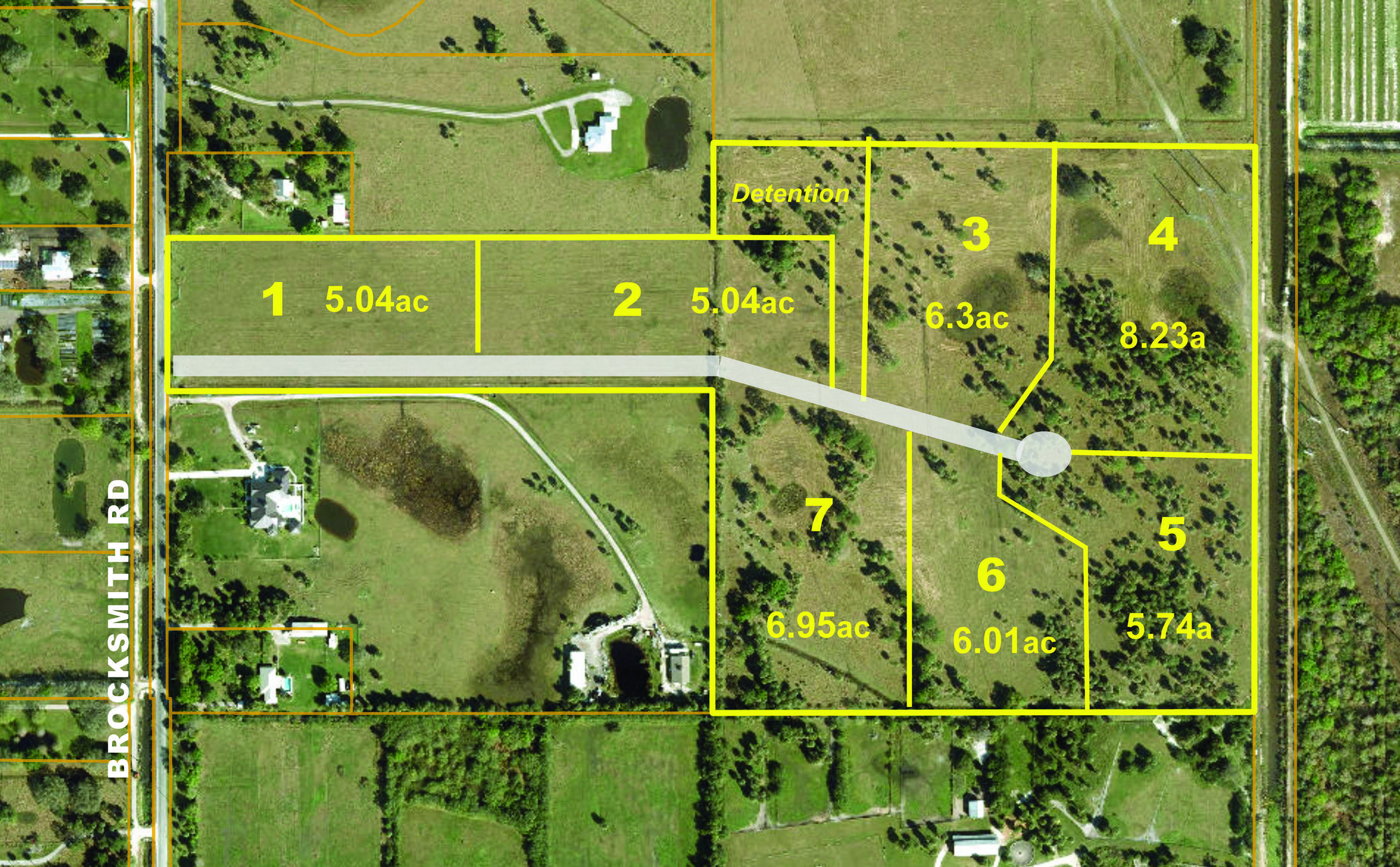 This Fully Approved Subdivision is located in an area of equestrian homesites and ranchettes. Its 5ac to 8ac lots are similar in size to surrounding developed parcels. Brocksmith Road is locally considered very desirable because of its well-kept properties, larger parcels offering privacy, and close proximity to I-95 & FL Turnpike without heavy local traffic. See BROCHURE for more details.