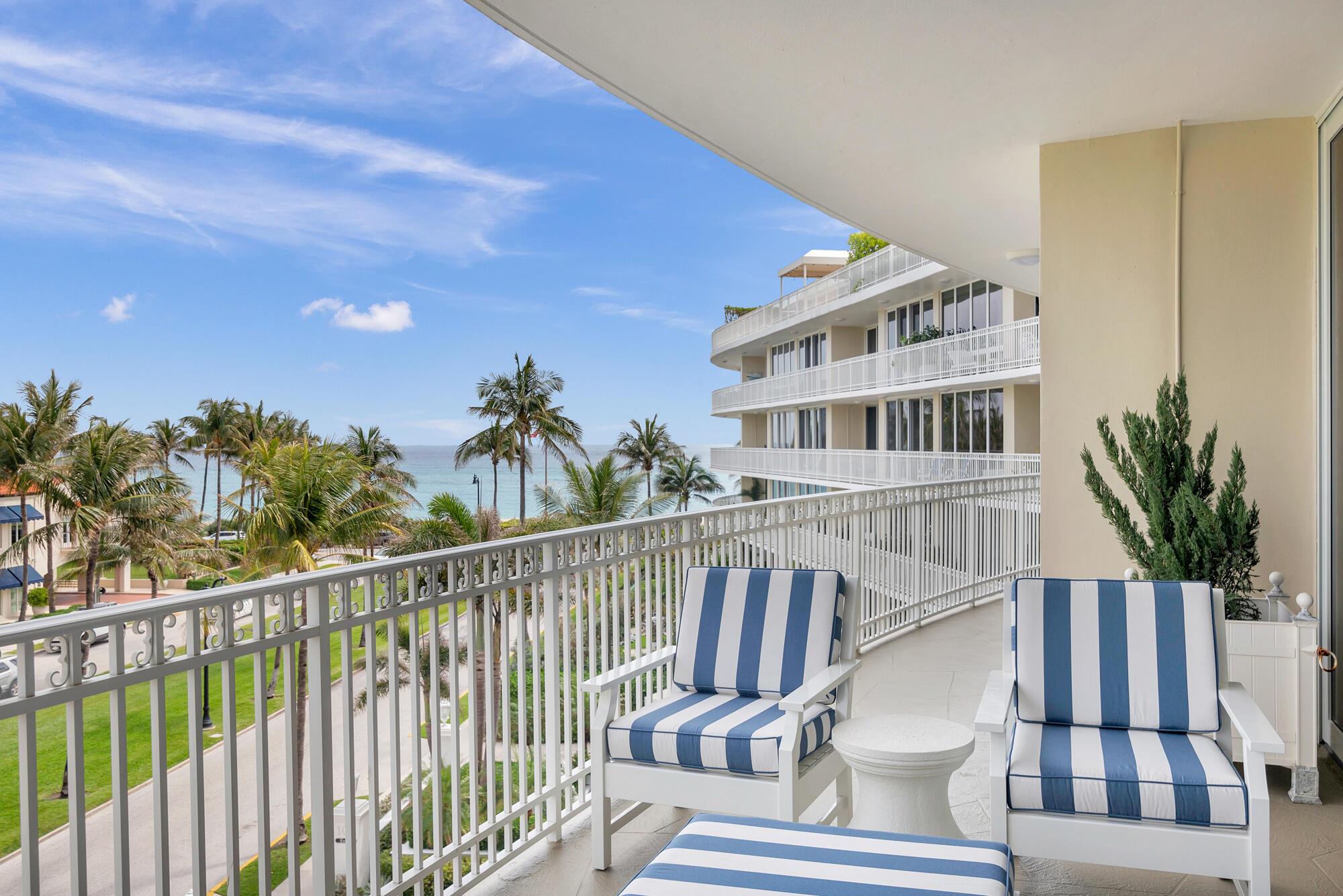 Experience the best of Palm Beach living in this beautiful 4th-floor condominium at 100 Royal Palm Way. Offering stunning ocean views and a spacious layout, this residence features three bedrooms, three full baths, and a generous balcony perfect for enjoying the coastal breeze.
The well-appointed interior includes a large living room, a formal dining area, and an eat-in kitchen with a convenient service entrance. Wood floors flow throughout the main living spaces, while the cozy, carpeted bedrooms each feature en-suite baths and ample closet space.
Located in a prestigious doorman building, this condo offers an array of amenities, including garage parking, a pool, a gym, and the convenience of a full-time manager. Ideally situated across the street from the beach and just moments from world-class shopping, dining, and the scenic Lake Trail, this exceptional residence provides the perfect blend of luxury and convenience.