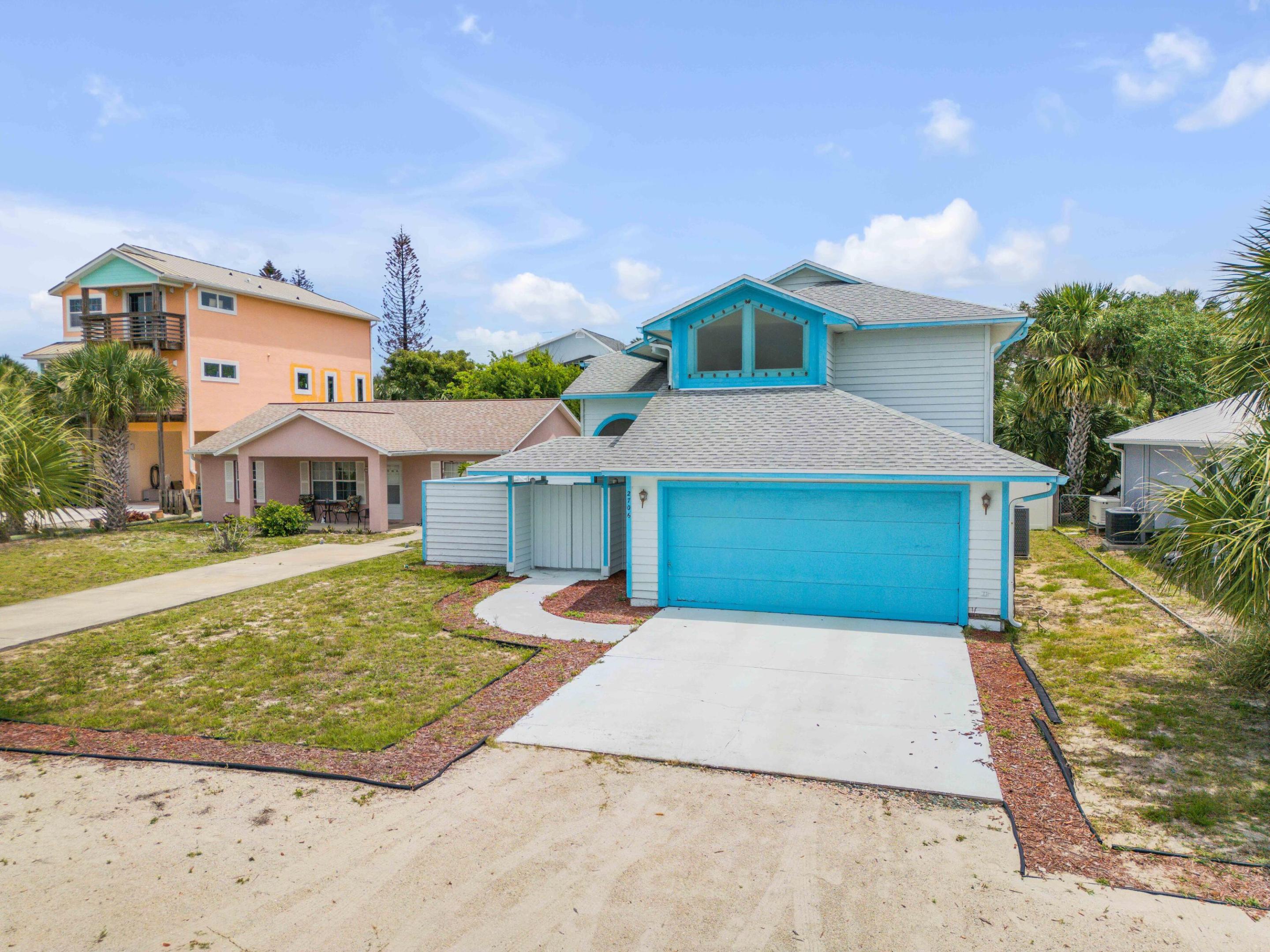 Welcome to coastal living in the sought-after Atlanta Beach neighborhood of Flagler Beach! This 3-bedroom, 2.5-bath home with 1,664 sq. ft. of living space is full of potential, just minutes from the beach. Nestled on a spacious, tree-shaded lot, the property features a screened porch, pool area, fenced backyard, and attached 2-car garage. Inside, high ceilings, an entry foyer, formal dining area, eat-in kitchen, and generous living spaces await your vision. The primary suite includes a walk-in closet, and additional amenities include central air, indoor laundry, and public utilities. Conveniently located near shopping, dining, parks, and all that Flagler Beach has to offer. No HOA makes this an ideal opportunity for investors.