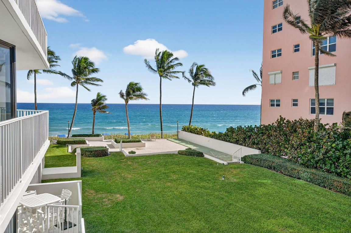 Come and experience coastal luxury living at its finest in this 3/3.5 bath condo, in the upscale Trafalgar of Highland Beach. This 2nd floor unit offers BOTH ocean and Intracoastal views with TWO expansive balconies. Hardwood oak floors throughout the main living areas lend to the coastal elegance feel of this spacious condo. Full bathroom's include both marble counters and floors. Currently shown as a Den/3rd bedroom, this condo also features both in-unit washer/dryer and walk-in closets. Impact floor to ceiling windows and sliders provide endless light and pristine views. TRAFALGAR is dog friendly, located between Delray Beach and Boca Raton. Enjoy the privacy of Highland Beach with the proximity to the shops and restaurants of both Delray and Boca. This boutique condominium features an oceanfront pool/hot tub, gym, sauna, assigned parking and 24-hour security. Currently offered with upscale furnishings and is turn-key.  Don't miss this opportunity to live on the ocean and experience the coastal luxury lifestyle!!
