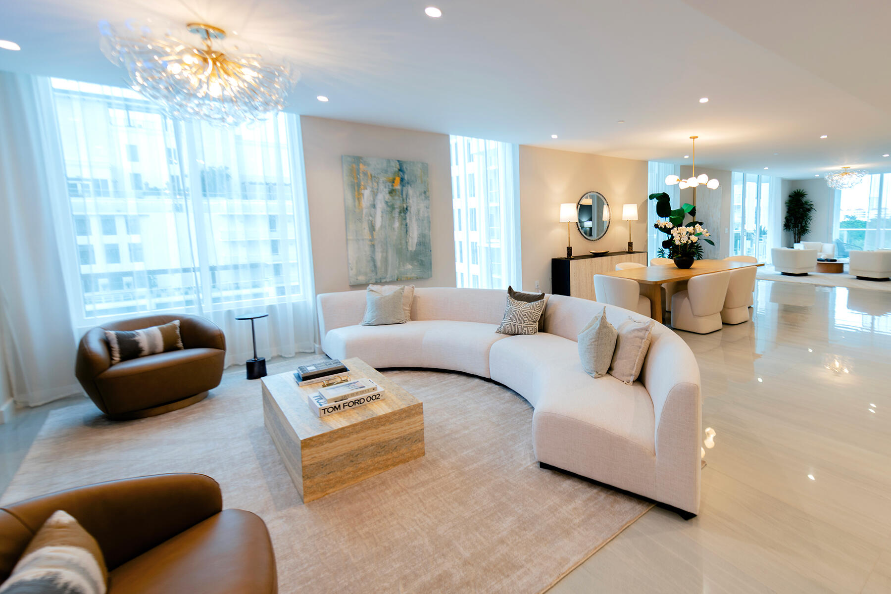 On-site sales gallery open seven days a week. Move-in ready at ALINA Residences! One of the last remaining developer residences, Experience the height of luxury at ALINA Residences in Boca Raton. This extraordinary 4-bedroom + den, 4.5-bath home offers nearly 5,000 SF of interior living space with a rare flow-through design from east to west, capturing both sunrise and sunset views. Expansive wraparound terraces feature east, west, and north exposures for seamless indoor-outdoor living. Soaring 11' ceilings, floor-to-ceiling glass, and a Gaggenau-appointed chef's kitchen with hidden pantry elevate every detail. Pet-friendly living includes 2 deeded parking spaces, temperature-controlled storage, and unlimited valet—all steps from The Boca Raton Club, Mizner Park, and the beach.