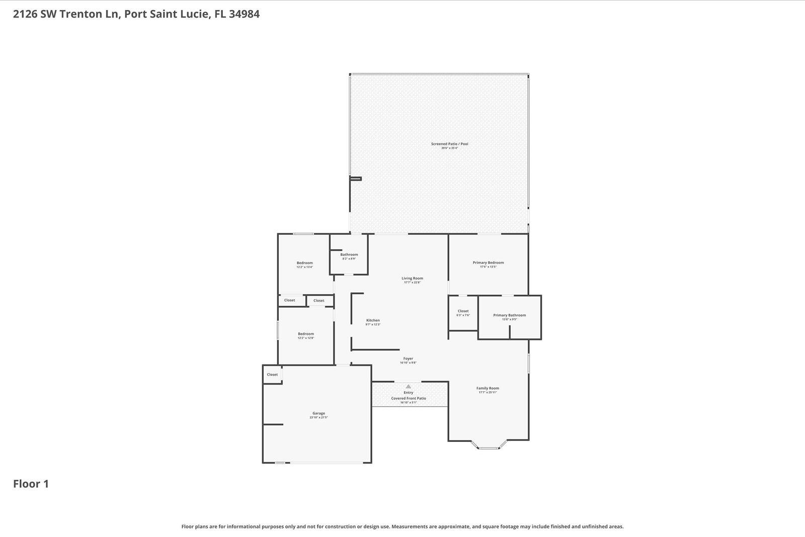 Virtually Staged. Welcome to 2126 SW Trenton Lane, a rare opportunity to own a one-owner home in the heart of Port St. Lucie! Whether you're a first-time buyer, investor, or someone looking for a home to personalize, this property offers incredible potential to create the space you've always envisioned. The standout feature is the private backyard oasis, complete with a beautiful swimming pool that's perfect for relaxing, entertaining, or enjoying Florida's year-round sunshine. Inside, the home provides a solid foundation with endless possibilities for cosmetic updates, allowing you to add your own style and build instant equity. Conveniently located near shopping, restaurants, major highways, and just a short drive to the area's beautiful beaches, you'll enjoy easy access to everything.