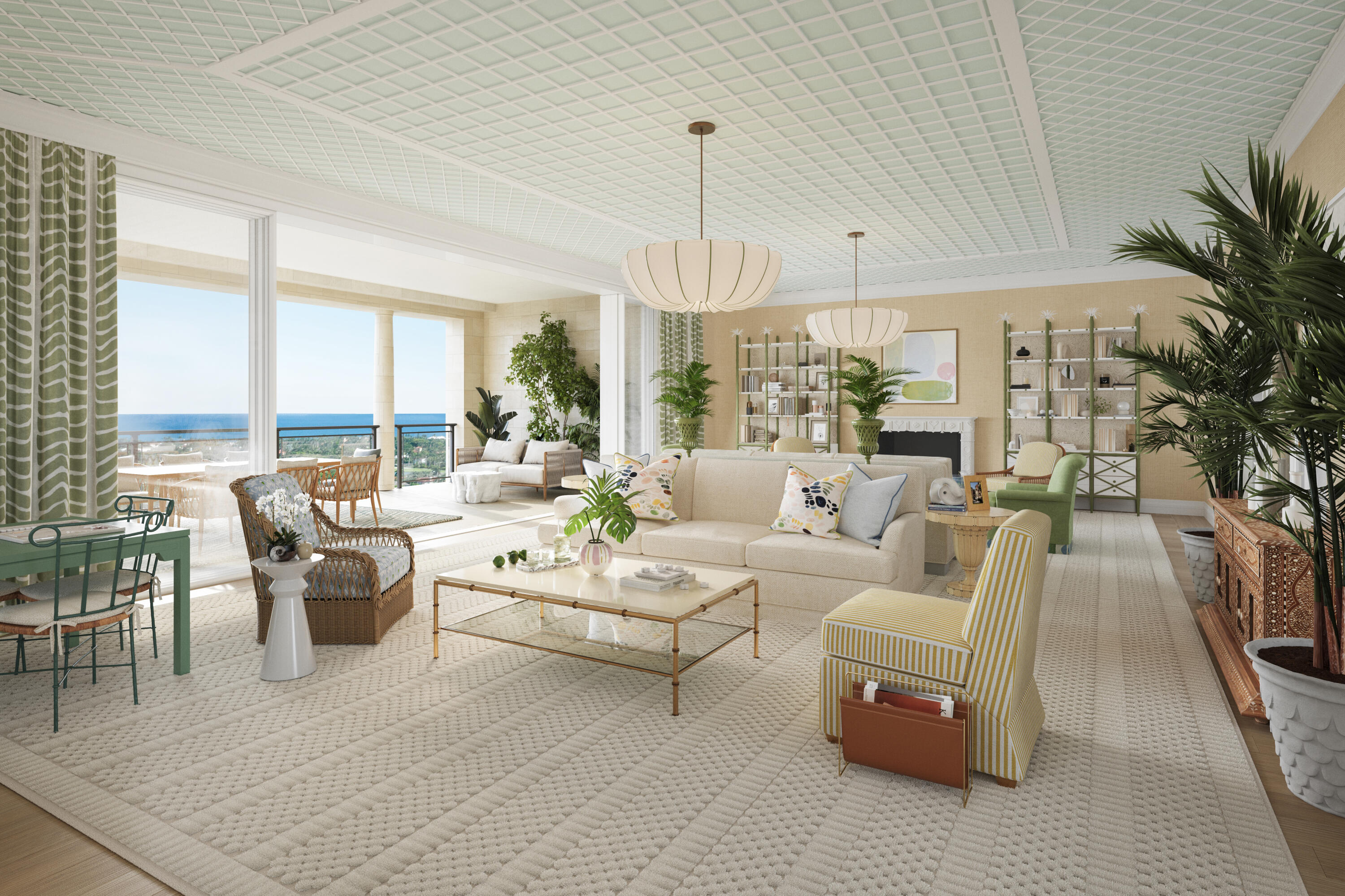 South Tower Residence 1601 is available turnkey, priced at $18,900,000. This stunning residence at South Flagler House boasts sweeping Intracoastal views and expansive entertaining space. Cece Bowman has envisioned a classic Palm Beach design with textured walls, trellis details, and pagoda-shaped doorways inspired by the property's lush gardens and ocean hues. This residence can be purchased furnished with Cece Bowman's design. South Flagler House, presented by Related Ross, combines the timeless style of Robert A.M. Stern Architects & the luxurious aesthetic of Pembrooke & Ives, resulting in soulful spaces designed for an enhanced lifestyle. Primely positioned on 3.4 acres along the Intracoastal Waterway at 1355 S Flagler Dr. South Flagler House features two 28-story structures with 105 beautifully appointed 2-to-5-bedroom homes.  Representing the single largest amenity offering per residence in all of Palm Beach County. Residents will have access to lifestyle amenities of unprecedented range & quality, with on-site concierge services surpassing those of the most exclusive private members' clubs.