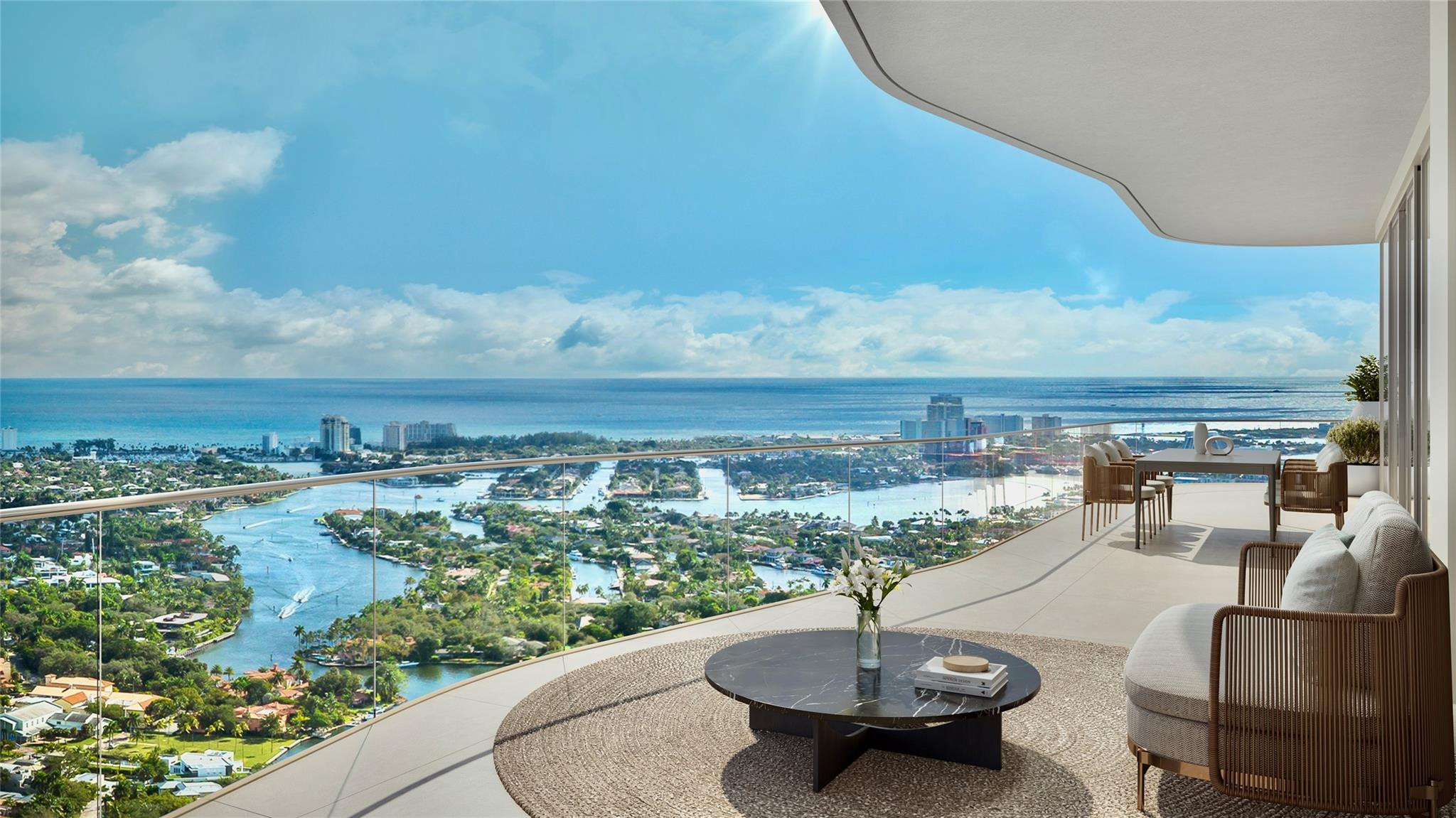 Pre-construction Andare by Pininfarina developed by Related Group, offers the most exclusive address Downtown Fort Lauderdale has to offer at Las Olas and the River. This exquisite Penthouse combination is the largest in the tower, offering 5 Bedroom 5 1/2 Bathroom with over 6,235 interior SF Soaring 45 stories above the galleries and restaurants of Las Olas, this exquisite collection of luxury residences a level of luxury that is unparalleled. 2 private elevators into your home, gourmet kitchen adorned with natural gas, with premium cabinetry / appliances, wine vault,  15' ceilings, floor to ceiling glass, movie theatre, private study, and extensive outdoor terraces with seamless railings. Over 35,000sf of world class amenities from the lobby to the rooftop pools and restaurant/lounge. Don't miss this opportunity to own the highest residence in the Venice of the Americas, only one block from the shores of the New River where your yachting lifestyle awaits. Ownership in Andare affords you private membership benefits to the yacht club. Dual utility rooms and separate staff entrance for privacy. Configured as a three way split configuration with suites, offering optimal positioning of your primary suite with Ocean views, and guest retreat on the opposite end of the residence.