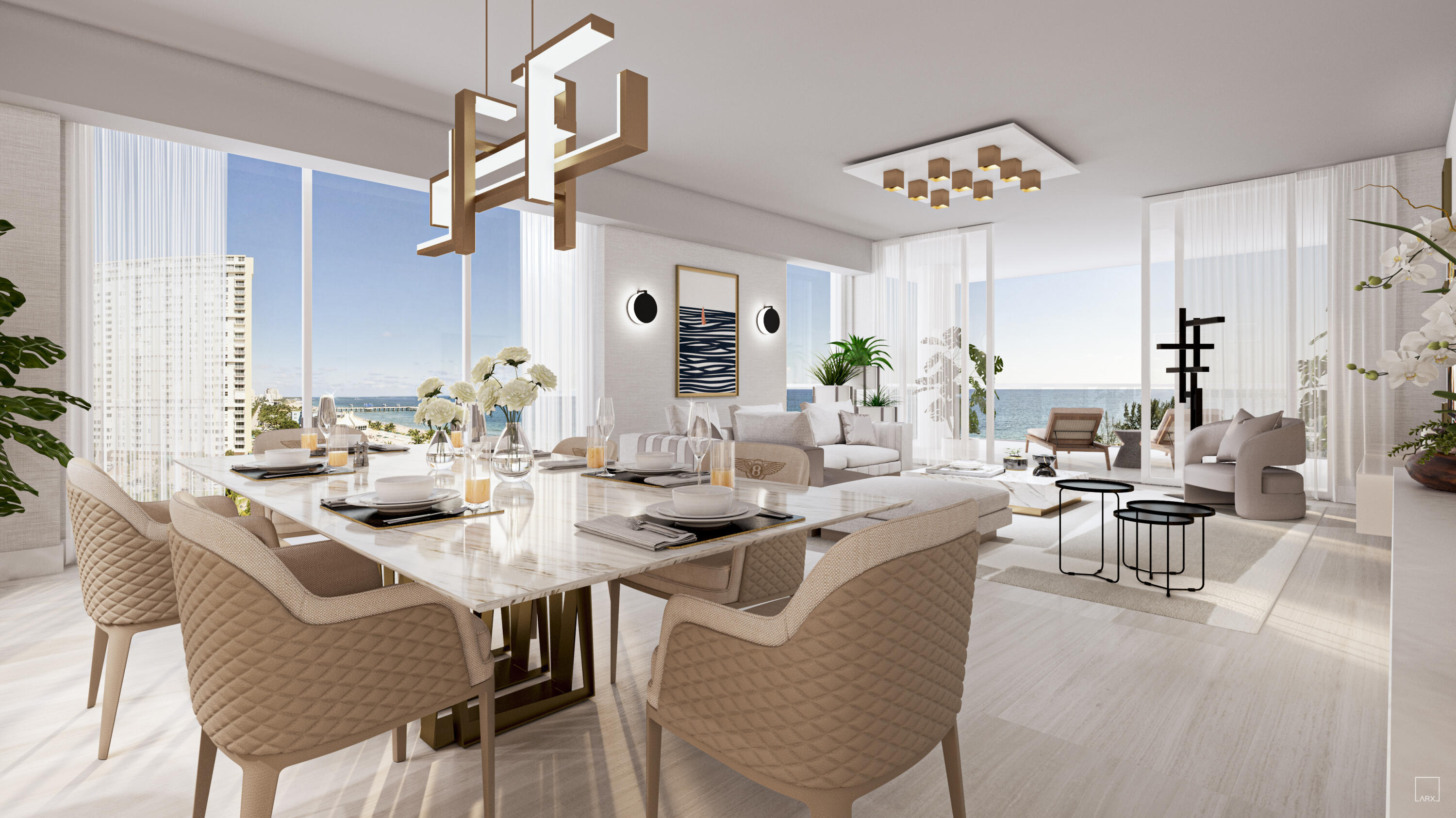 Open Now! Indoor-Outdoor living at its best! Discover your exclusive oasis in this stunning new construction oceanside condominium, boasting spacious 3 bedroom, 3 1/2 bathrooms units. Experience unparalleled views of the Atlantic Ocean with floor to ceiling high-impact windows and sliders, bathing each residence in an abundance of natural light. Expansive outdoor terraces extend the living space dramatically, offering substantial usable square footage, on average 14x20 feet, ideal for elevated indoor-outdoor living. Designed to comfortably accommodate full outdoor furniture groupings and dining areas, these terraces provide a rare opportunity for seamless alfresco dining or peaceful enjoyment of the morning sunrise. Culinary enthusiasts will delight in the gourmet  kitchen featuring top-of-the-line Wolf & Sub-Zero appliances, complemented by exquisite Italian cabinetry, that add a touch of sophistication to every meal. With only 40 exclusive units, four dedicated semi-private elevators, self-parking spots as well as valet services, and over 20,000 square feet of exceptional amenities on par with a 5-star resort, such as beach service, concierge service, a state-of-the art fitness center, spa, lap pool, summer kitchen, aqua loungers, massage room, Swedish sauna and more, Salato residences provides the perfect blend of privacy and luxury.
