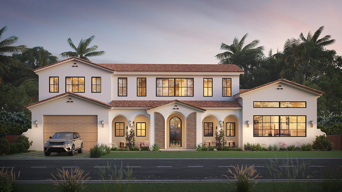 This stunning Mediterranean-inspired estate offers luxurious new construction living in one of West Palm Beach's most coveted neighborhoods. The 5-bedroom, 5.5 bath home offers over 6,000 SF of total living space with ensuite baths and walk-in closets in every bedroom, and a luxe primary suite with spa-like bath and spacious dual closets. The interior design is thoughtful, elevated, and unexpectedly special for a spec home—tasteful yet distinctive in all the right ways. Built for entertaining with a home automation system, speakers, wet bar, covered loggia, summer kitchen, and heated saltwater pool. Additional features include impact glass, dual laundry rooms, fireplace, and a 2-car garage. Tucked on a quiet cul-de-sac east of Olive Avenue, just minutes from Flagler Drive, downtown West Palm, Palm Beach, Worth Avenue, PBI Airport, and the area's best beaches, dining, and shopping.