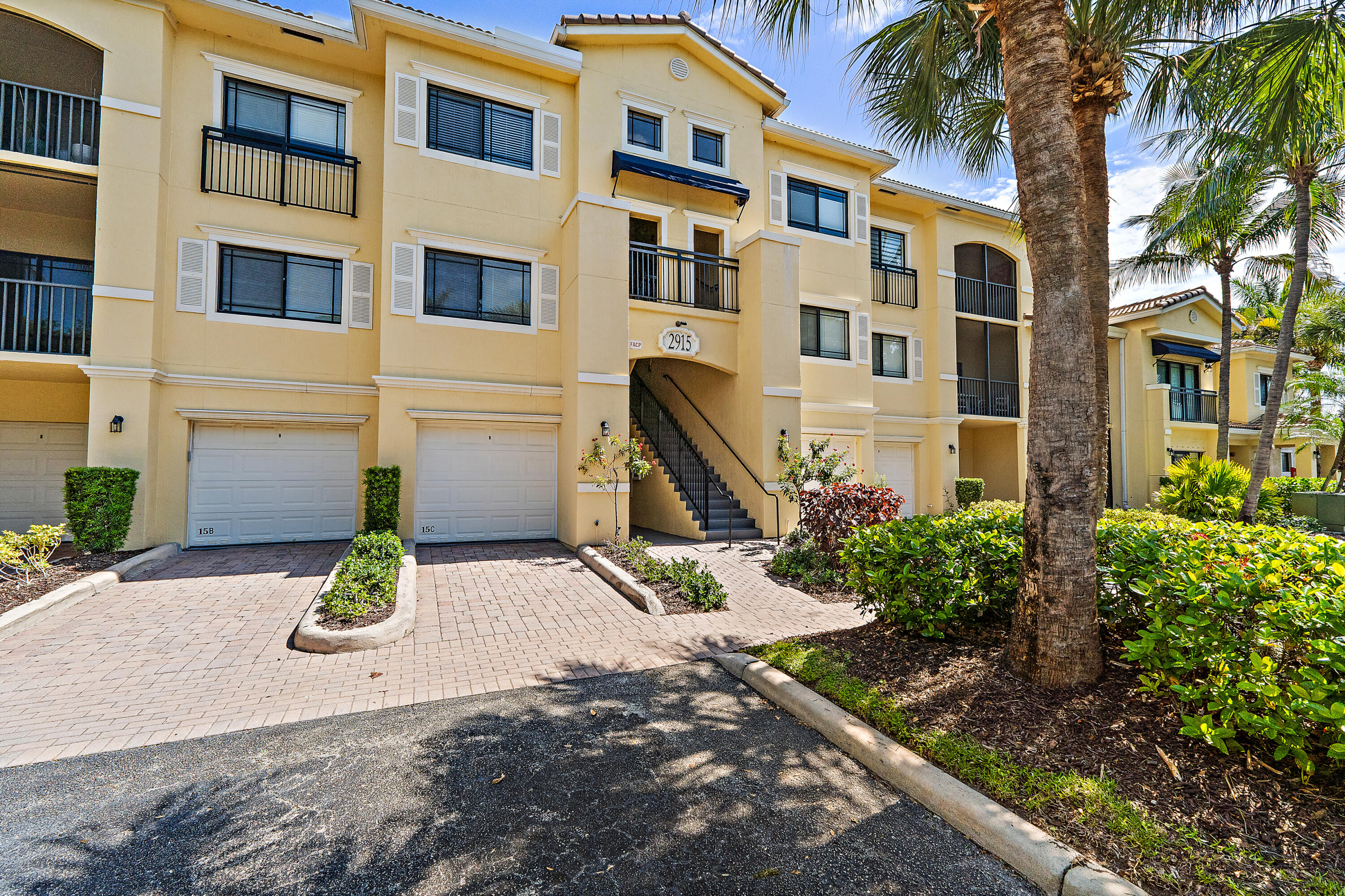 Welcome to San Matera, one of Palm Beach Gardens' most desirable gated communities, ideally located just moments from world-class shopping, dining, entertainment, and beautiful area beaches. Situated in the sought-after Tuscany section, this impeccably maintained 3-bedroom, 2-bath condominium offers a bright, open layout with a desirable split-bedroom floor plan that provides both comfort and privacy.  This super clean, move-in-ready residence has been meticulously cared for and is ready for its next owner to enjoy from day one. Beautiful light-toned luxury vinyl plank flooring flows throughout the living areas and bedrooms, creating a fresh, modern feel. White cabinetry in both the kitchen and bathrooms enhances the home's light and airy atmosphere, while the thoughtfully designed  floor plan makes everyday living and entertaining effortless.  Step outside to your private patio with desirable southern exposure, the perfect spot to enjoy your morning coffee, unwind after a long day, or soak up the Florida sunshine year-round.  Residents of San Matera enjoy resort-style amenities including a spectacular community pool, tennis courts, pickleball courts, a well-equipped fitness center, and an elegant clubhouse. With gated security and an unbeatable location directly across from The Gardens Mall and just minutes from I-95, Downtown at the Gardens, and Palm Beach International Airport, this home offers the ideal combination of convenience, lifestyle, and value.  Whether you're seeking a full-time residence, seasonal retreat, or investment opportunity, this immaculate condominium delivers the perfect blend of location, amenities, and move-in-ready convenience.