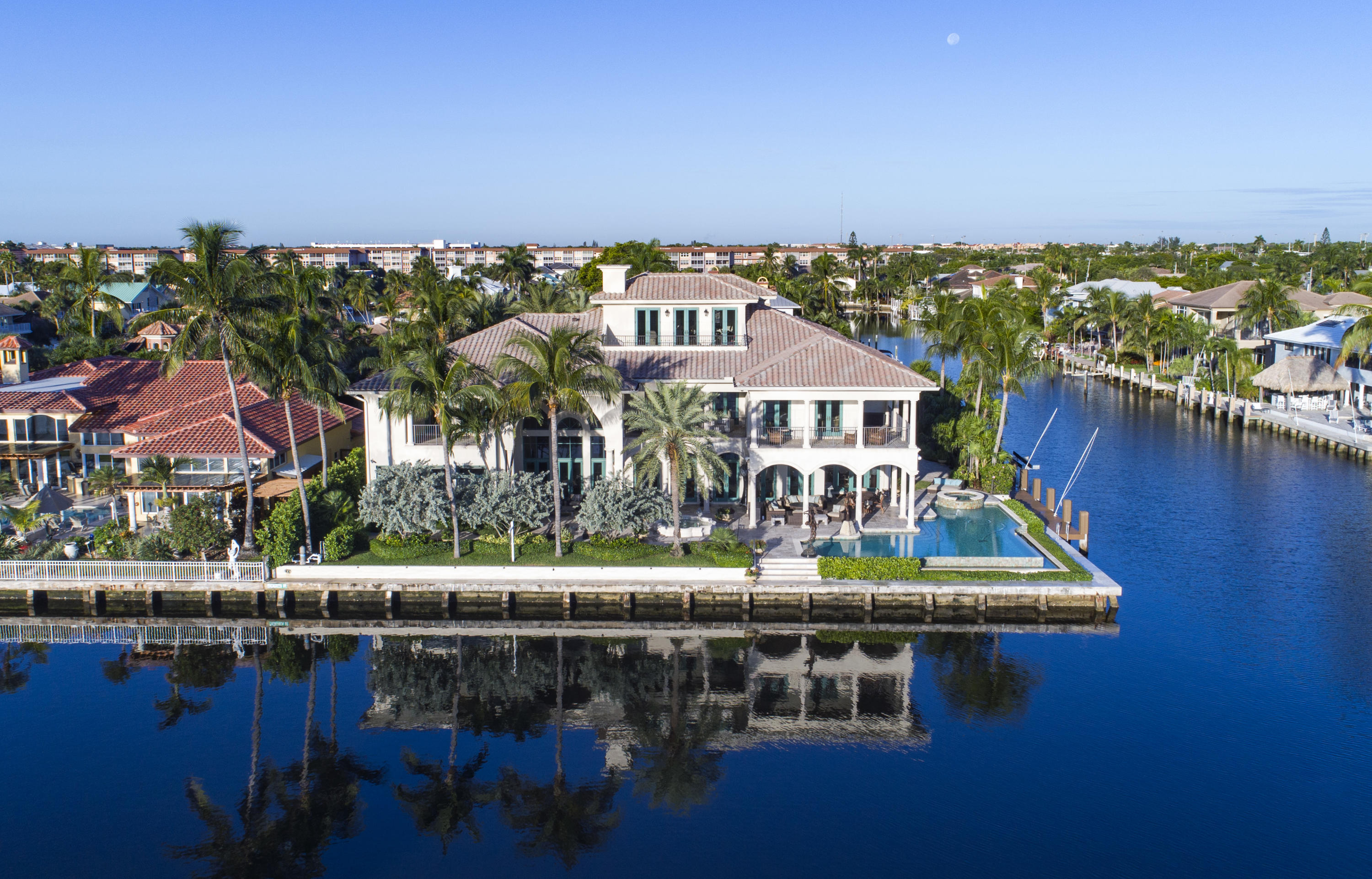 Prestigious Three Story Gated Intracoastal Point Lot Mega Mansion, 12,724 t sq ft, Smart Home, Lutron System, Crestron System, 272 Feet of Waterfrontage, a Yachtsmans Paradise. Elevator, fireplace, magnificent library, amazing clubroom/home theater, 3rd floor exercise room, impact glass, Chef's gourmet kitchen, whole house 100 kw generator, master suite with panoramic views, sitting room and his and her marble spa baths & wardrobes, salt water aquarium, resort style pool and spa. This Prestigious Gated Intracoastal Point Lot Estate has the finest outdoor living one could imagine with a summer kitchen, dockage galore and outdoor entertaining. Brand New 15K Hurricane Rated Boat Lift. 90 degree elevator boat lift.  Absolute Showplace! Supplement, renovation list & survey in Document section. 6 A/C Units All Lennox - ages: 2013, 2014(2), 2015, 2016(2) 
Maintenance Contract with Atlantic Refrigeration
High Efficiency Wifi
Whole Yard, complete SWAT mosquito spray system

See property renovations in Documents section -