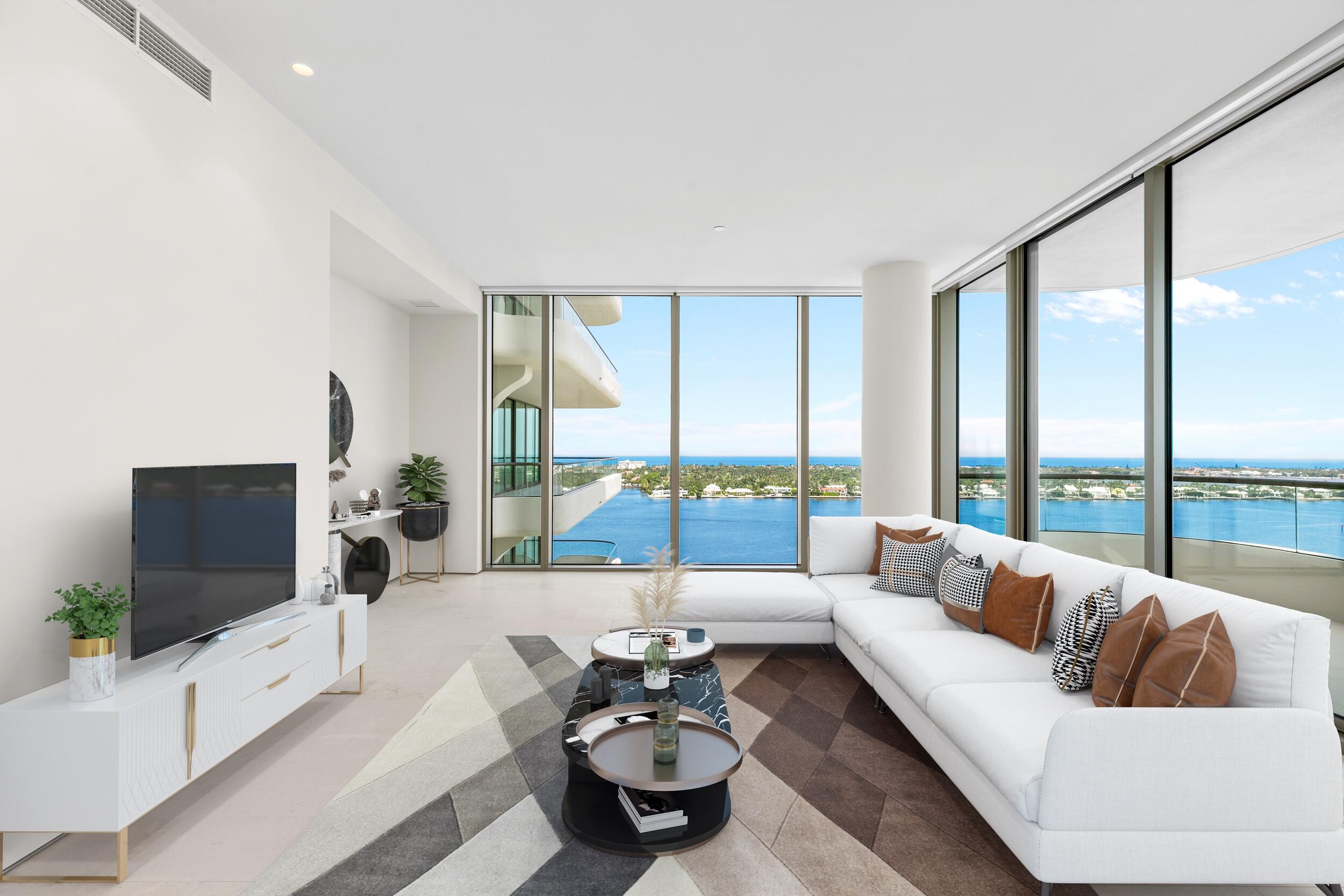 BRAND NEW. La Clara, the newest waterfront luxury condominium on South Flagler. Residence 1602 offers expansive views of the Intracoastal, Palm Beach Island and the ocean; custom closets, motorized shades throughout, Miele appliances, 2 parking spaces and 1 storage unit. Be one of the first to enjoy La Clara's numerous amenities including 2 guest suites, gym, spa, and much more. Pet friendly and ready to be yours.