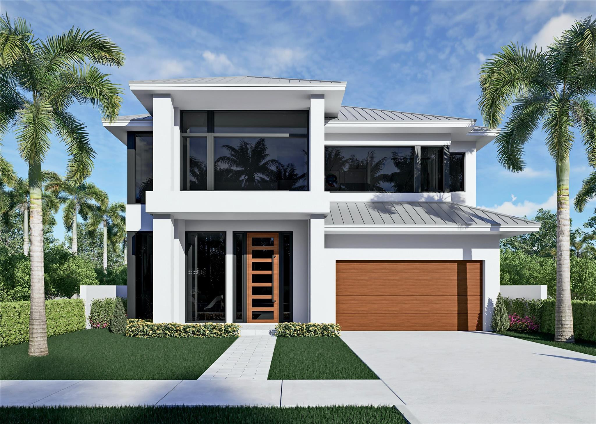 Unrivaled modern architecture & contemporary design in this New Construction residence, situated in the gate entry subdivision of Idlewyld. Every detail has been curated to deliver an elevated lifestyle conducive to today's modern way of living w/vol. ceilings & walls of glass that illuminate the open concept flr plan. The custom gourmet kitchen is ideal for entertaining w/a lrg. center island, upgraded appliances & gas range. The great rm opens on to the covered loggia complete w/a summer kitchen & views of the oversized backyard, pool & patio area. Ascend to the 2nd flr by the floating staircase. The spacious primary suite boasts 2 walk-in closets & spa inspired bathrm. All bedrms are ensuite & 2nd flr laundry. Mins. to the beach, boating, & restaurants. Sq ft from architect