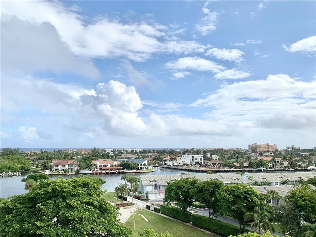 Penthouse condo with breathtaking views of the intracoastal waterways.  Large one bedroom with en-suite, walk-in closet, walk-in shower and balcony access.  New stainless steel appliances, tile backsplash, freshly painted, great storage, washer/dryer inside, guest half bath and covered parking in the garage.  Gated resort style community offers 2 heated pools, hot tub, tennis courts, outdoor BBQ, exercise room & more.  Boat slip can be rented when available. Conveniently located in downtown Boca Raton close to shops, restaurants, theater & beaches.