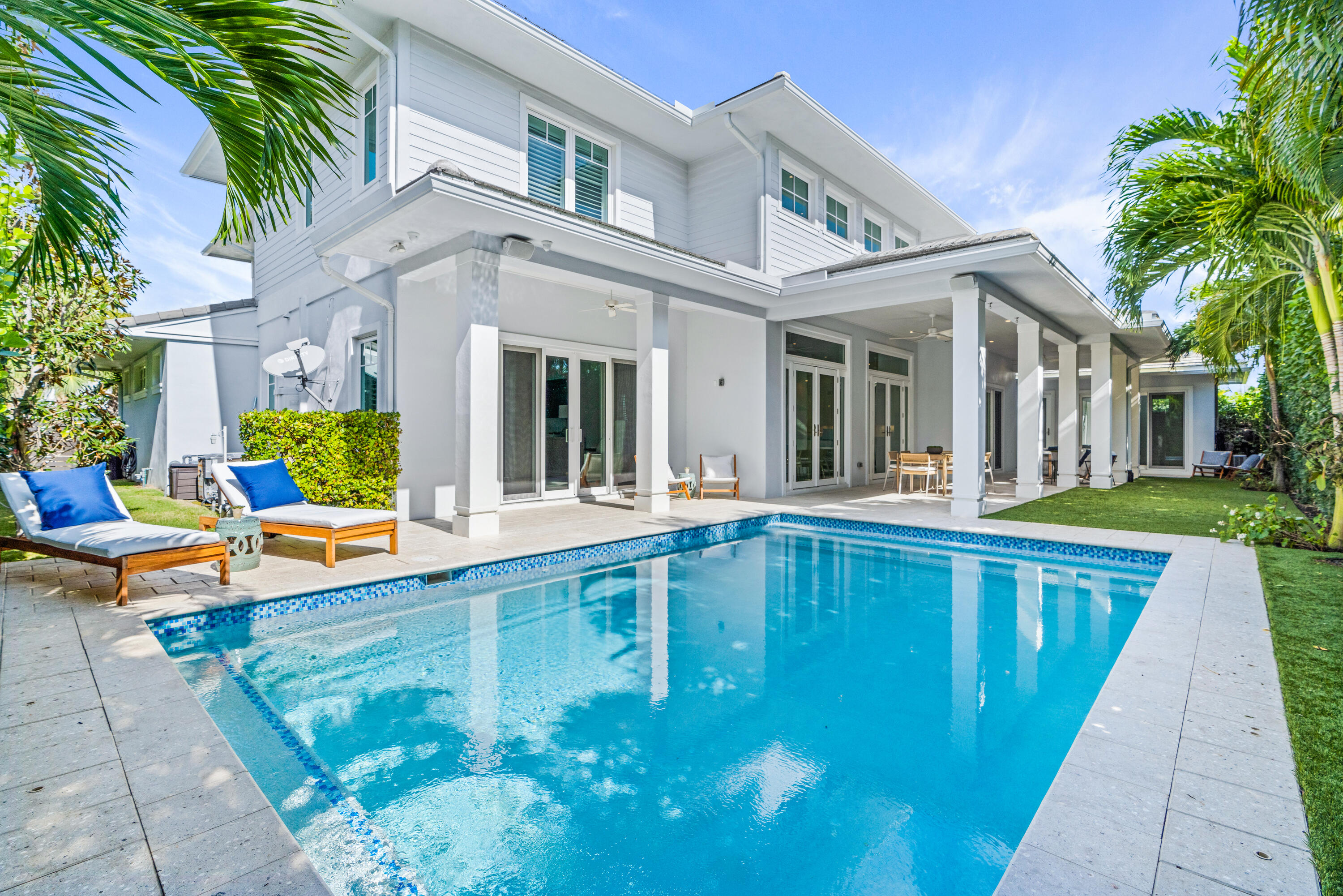 This charming newer-construction custom estate, located in the chic SoSo (South of Southern) neighborhood in West Palm Beach, features an open-floor-plan split-bedroom layout featuring high quality materials and exhibiting superior workmanship. Features include a two-story great room, chef's kitchen, first-floor primary suite, detached guesthouse/cabana, and an intimate hedged outdoor pool area. DISCLAIMER: Information published or otherwise provided by the listing company and its representatives including but not limited to prices, measurements, square footages, lot sizes, calculations, statistics, and videos are deemed reliable but are not guaranteed and are subject to errors, omissions or changes without notice. All such information should be independently verified by any prospective purchaser or seller. Parties should perform their own due diligence to verify such information prior to a sale or listing. Listing company expressly disclaims any warranty or representation regarding such information. Prices published are either list price, sold price, and/or last asking price. The listing company participates in the Multiple Listing Service and IDX. The properties published as listed and sold are not necessarily exclusive to listing company and may be listed or have sold with other members of the Multiple Listing Service. Transactions where listing company represented both buyers and sellers are calculated as two sales. Cooperating brokers are advised that in the event of a Buyer default, no financial fee will be paid to a cooperating Broker on the Deposits retained by the Seller. No financial fee will be paid to any cooperating broker until title passes or upon actual commencement of a lease. Some affiliations may not be applicable to certain geographic areas. If your property is currently listed with another broker, please disregard any solicitation for services. Copyright 2024 by the listing company. All Rights Reserved