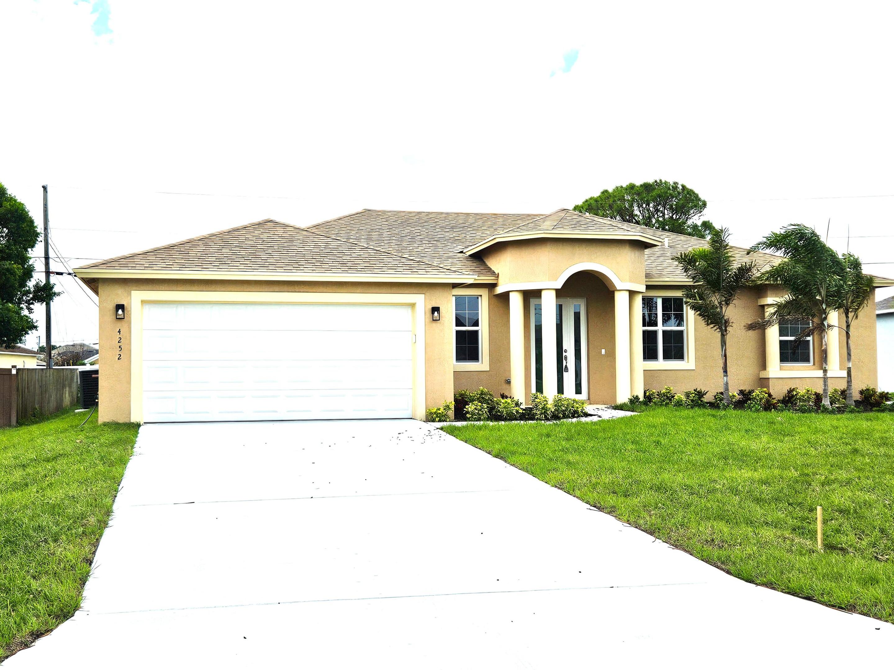Beautiful brand new house, just finished. four bedrooms, three baths. All building warranties. impact windows and doors. Tile all thru out the house including bedrooms. the kitchen is very well appointed with 42'' upper upgraded cabinets, granite tops. The master suite includes two walking closets, two vanities and a jacuzzi tub. A large covered patio is off the family room.