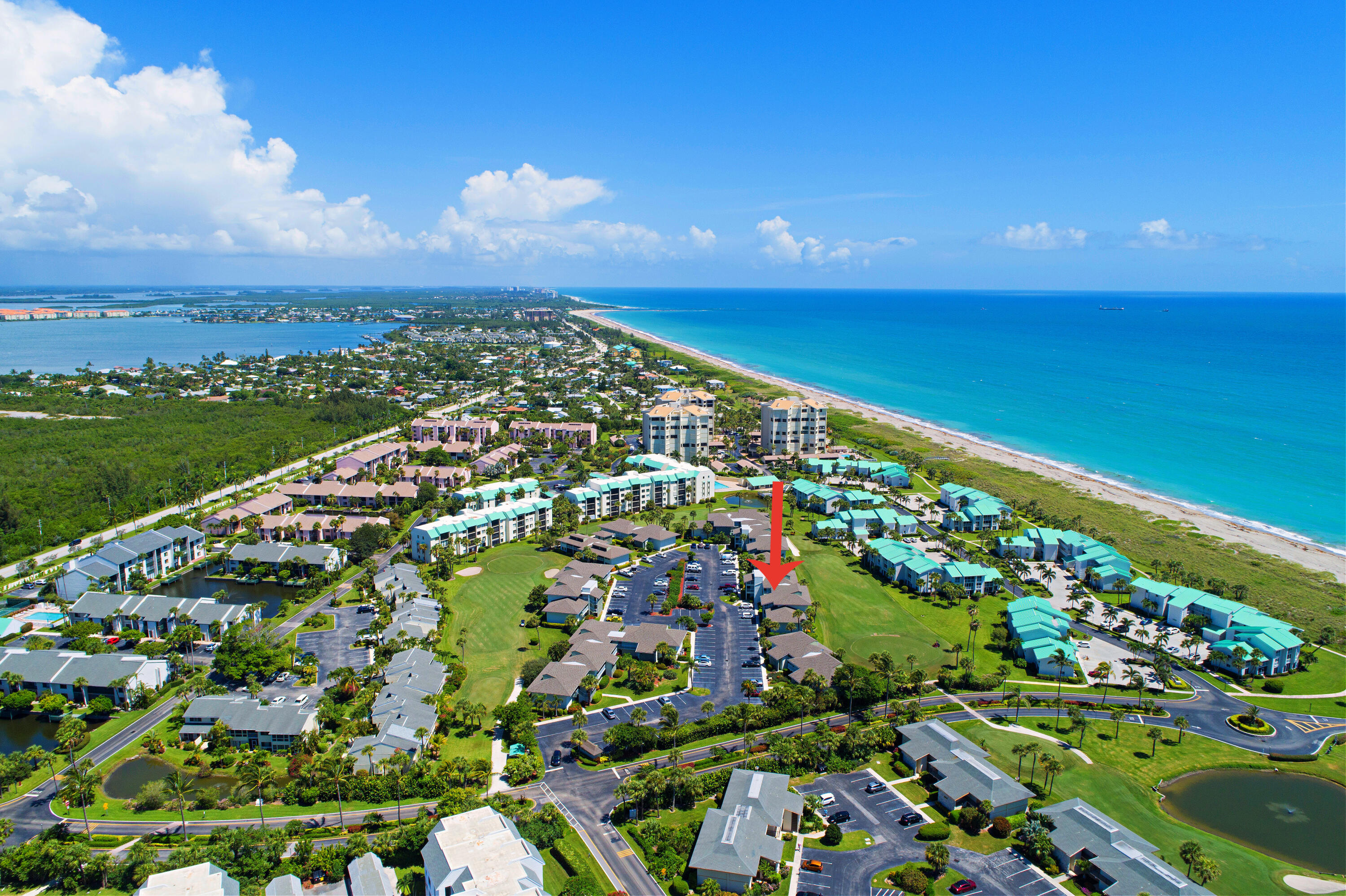 Beautiful 1-bedroom 1-bath furnished " Golf Villa" condo at Ocean Village on South Hutchinson Island! Lovely decor, tile throughout, new quartz countertops, newer AC, large lanai, beautiful view of the golf course. Large exterior storage closet. Instant income, as this one is rented for the season! Can be rented weekly & no waiting period! Only steps to the beach & pool! Enjoy the ultimate Florida lifestyle at this award-winning oceanfront community with resort-style amenities including 24 hr gated entry, 9-hole par 3 golf course, tennis, pickleball, bocce ball, shuffleboard, 4 heated pools, new clubhouse & fitness center, oceanfront restaurant & tiki bar &3000 feet of oceanfront! Located on South Hutchinson Island with 21 miles of uncrowded & unspoiled beaches! Measurements approximate.