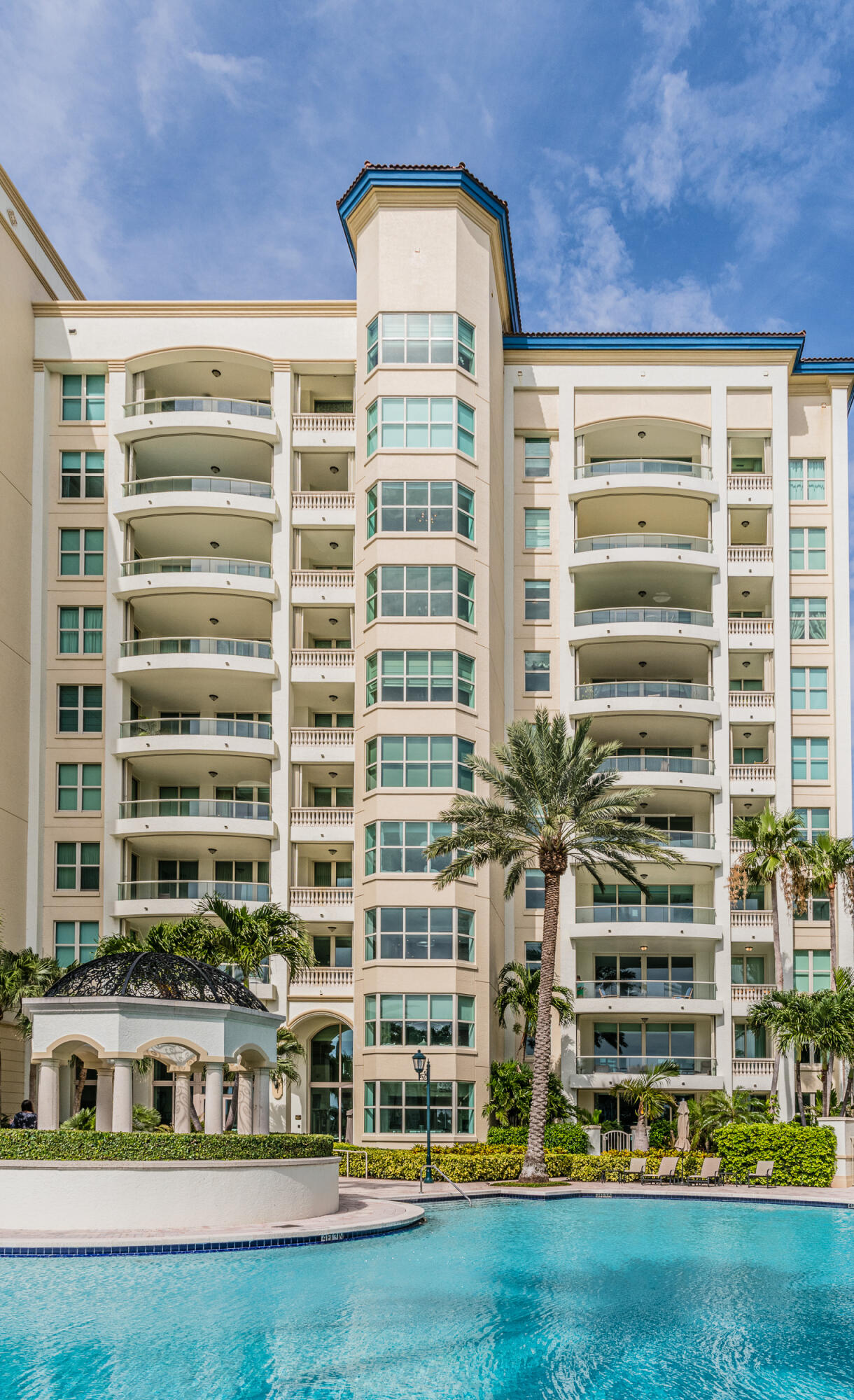 Residence 806 is an exceptional Mediterranean condominium offering the utmost in glamorous living and luxurious waterfront lifestyle. Stepping into the building through the grand-porte-cochere entry and into this magnificent residence through a private elevator, the most discerning clientele is welcomed into this elegantly designed and sophisticated residence at the prestigious Mizner Grand, located on the Waldorf Astoria grounds. The condominium opens to a sprawling 5,185 SF living space offering 4 spacious bedrooms and 5.1 bathrooms. This grandiose condominium includes a great room, gourmet kitchen with a dinette, formal dining room, office and media room. The great room, gourmet kitchen, and dinette face east overlooking beautiful Lake Boca Raton with the ocean just beyond. Furthermore, this residence features elegant details such as high ceilings, exquisite moldings, and exceptional marble flooring. The primary bedroom features a large walk-in closet, along with two baths and a private terrace with magnificent views overlooking the pool, Lake Boca Raton, and the ocean. A second terrace is shared among the remaining bedrooms with a panoramic view of the golf course. Mizner Grand offers world-class amenities including 2 waterfront pools, club rooms, and a state-of-the-art fitness center and spa. The community is perfectly situated in the heart of Boca Raton with downtown, the beach, and the Boca Raton Resort and Club within walking distance. A boat slip located in Mizner Grand's private marina is also available to rent.