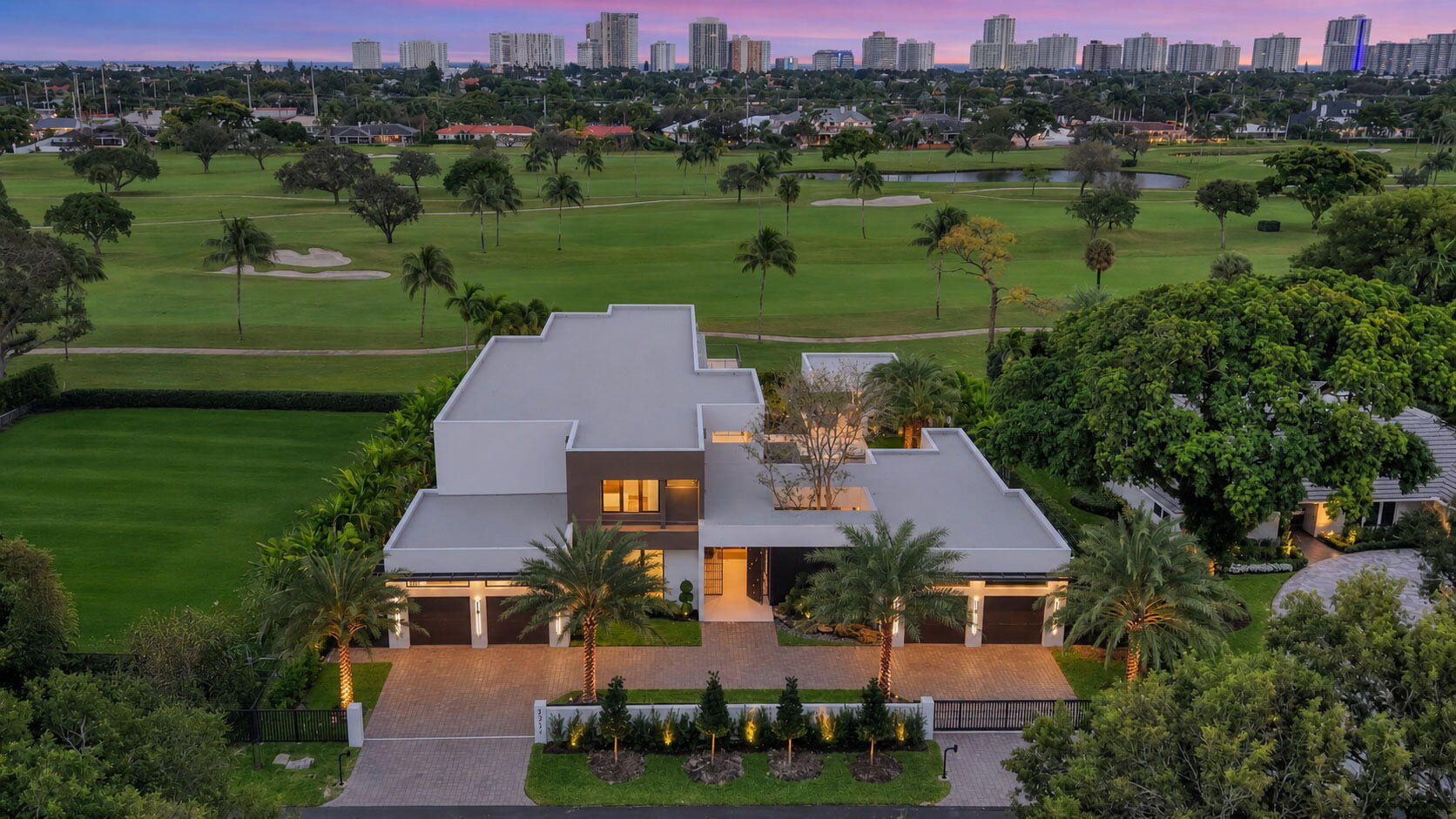 Almost half an acre of land & mesmerizing wide open fairway views! Newly completed to highest quality, fully furnished (minus art) CUSTOM Coral Ridge Golf Course Estate. Approx 12,000 sf, huge architectural/design emphasis on technology, entertaining & wellness. Amazing privacy & security, walled & gated courtyard entrance to stunning private pool area, separate guest house & pool pavilion, sauna & cabana bath. Covered Summer kitchen, wet bar & outdoor dining/sitting area. Elegant entry foyer, expansive great room, club room/bar, dining area, incredible Chef's kitchen, lounge area & home theatre. Superbly designed primary suite & home office, oversized custom closet/dressing room, spa bath, large balcony, gym & large secondary bedroom suites (2 on 1st floor). 4 lift compatible garage bays