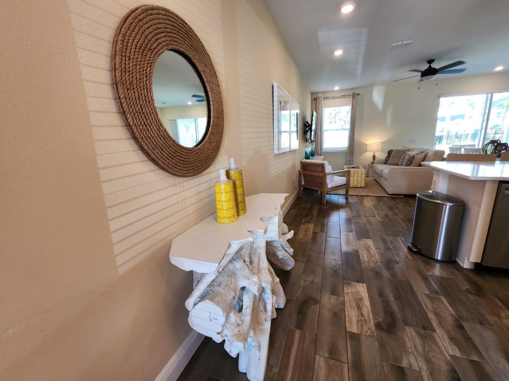 Margaritaville Resort Orlando is your little piece of paradise with private oasis, where luxury and heart-pounding fun meet -beautifully. Move-in to this Brand New Spectacular Upgraded Fully Furnished 3/2.5 Townhouse facing pool area! Community Amenities—Lagoon-style pool and soft sand beaches, a water park, a relaxing spa, fitness center, entertainment, shopping and dining options, all within walking distance from your property. Easy access to Highways,minutes from Disney World!! Our island-inspired Townhouse include spa-style bathrooms, spacious contemporary family and dining room, full kitchen, outdoor terrace and the seclusion of a beachfront bungalow. Great Investment Opportunity! Must SEE!! MOTIVATED SELLER!! BRING YOUR OFFERS! FULL VIDEO TOUR AVAILABLE!