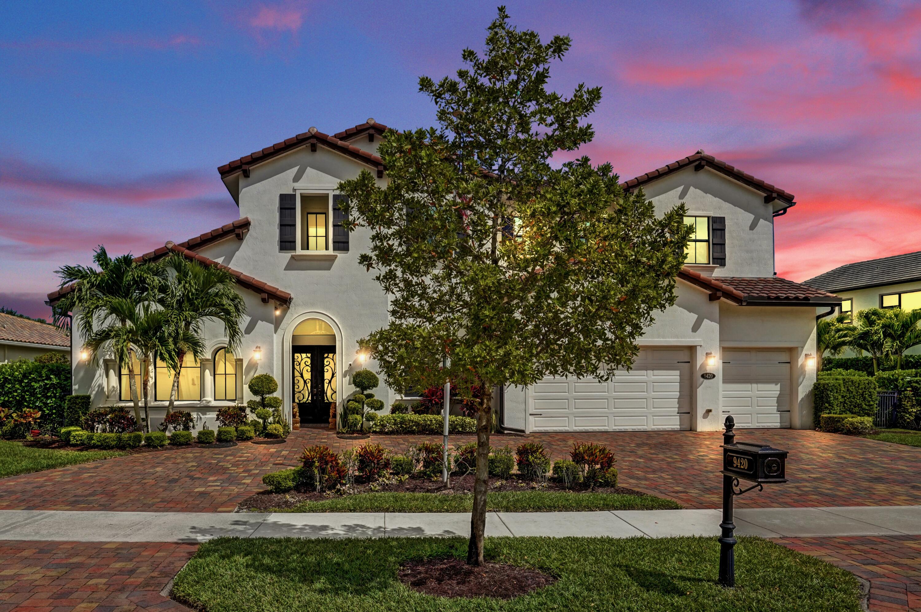 • Modern Luxury Estate Home in Palm Meadow Estates • 2019 CalAtlantic Wakefield B Model with over 6200 sq ft of living space • 7 spacious bedrooms w/ built out walk-in closets- 3 bedrooms are located downstairs, 4 bedrooms are located upstairs • 7.5 bathrooms, including pool cabana bathroom • 4 car garage w/ high ceilings- great for storage, and non-slip interlocking floor tiles • Large circular driveway w/ ample parking space and permitted flagpole • Upgraded, high end impact glass front door • Whole house impact glass & tinted windows to decrease the heat & sun • High end window treatments in each room • Grand foyer w/ 24' high ceiling accented w/ modern chandelier & hi hat lighting • Elegant double staircase in the foyer  • Gourmet kitchen w/ Subzero refrigerator, ASKO dishwasher & Wolf appliances including a gas stove, double oven & convection microwave. Kitchen features a pot filler, extended quartz countertops w/ seating for 6, coffee bar area & oversized pantry closet • Designated office located on 1st floor (can be used as 7th bedroom) • Grand 1st floor primary suite w/ His & Hers walk-in double shower w/ benches, built out double walk-in closets & full wet bar & lake view • Massive game room/loft area w/ wet bar • Laundry room w/ wash tub & cabinets, & large capacity washer & gas dryer • Modern ceiling fans w/ remote controls • Tile floors throughout the entire home • Multiple storage closets throughout the home • Whole house MOEN smart water network • 3 Carrier HVAC units w/ UV lights & Bryant Evolution air purifier system • Smart enabled technology (lighting, garages, appliances) • frameless glass shower enclosures in bathrooms  • Custom in ground pool w/ salt cell, surrounded by extended paver patio • Wide lake view on a rare, oversized lot • Fully screened-in lanai w/ remote controlled retractable screen and integrated speaker system • Professionally landscaped w/ 25 self-cleaning palm trees, fenced in backyard w/ aluminum fencing featuring 4 entry gates • Palm Meadow Estates has resort-style amenities including a clubhouse, pool, jacuzzi, splash pad, tennis & pickleball courts, playground, BBQ area, fitness center, aerobics room, indoor basketball court and children's playroom.
