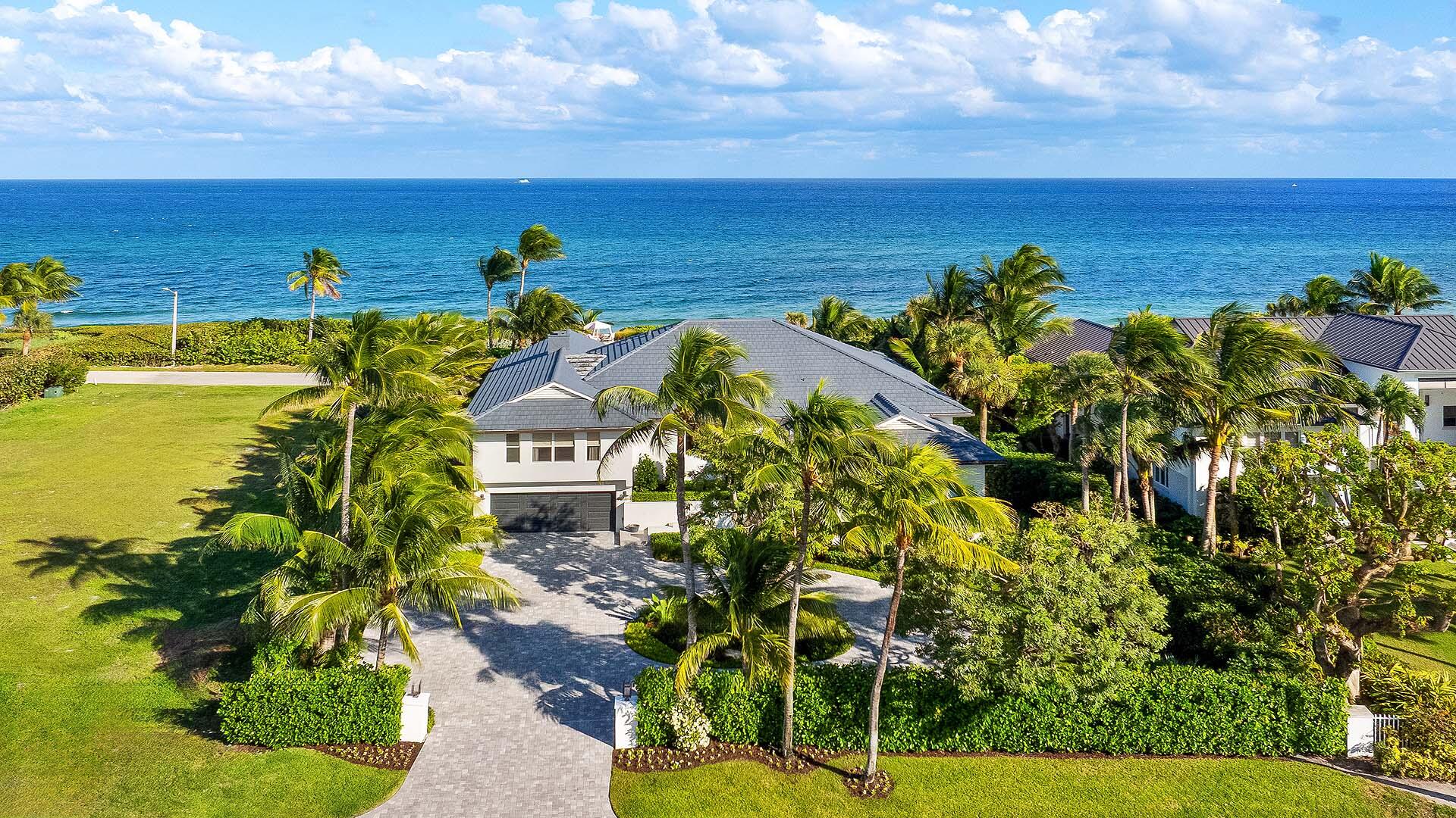 This meticulously renovated coastal property sits on a rare, 100-foot stretch of private, unobstructed ocean frontage, offering exclusive, direct beach access that leads straight to the Atlantic Ocean. This seaside retreat is perfectly positioned between A1A and the ocean. The residence offers the ideal blend of privacy, views, and an effortless beachside lifestyle. Perched on a high natural dune, the home captures expansive, uninterrupted ocean panoramas from the primary living spaces, pool, and the primary suite. Inside, every detail has been thoughtfully renovated. Outside, the new landscaping enhances the property's mature tropical backdrop. A Home Designed for Real Life and Real Flexibility  One of the home's greatest strengths is its exceptional versatility. The entire ground level can be securely locked off, creating a private, self-contained suite ideal for visiting guests or residents alike. This self-contained floor includes: " Large entertainment and media area " Designer kitchen and dining space " Private en-suite bedroom " Gym with generous storage area and four-person sauna " Massage room It lives like a luxury guest house right inside your own home.  Upstairs, the main level opens to spectacular ocean vistas. The bright, open-concept layout features multiple living areas, all connected to the outdoors by glass sliders that invite in ocean breezes and natural light.  The kitchen boasts ocean views and a cozy breakfast nook, complete with the perfect "morning coffee with sunrise" moment built right in. Adjacent to these areas are a casual dining space and two generous living areas ideal for gatherings, entertaining and everyday living.  Private Office Oasis (or a Second Primary Suite)  The spacious, light-filled office sits apart from the main living areas, offering true privacy ideal for working from home or hosting meetings. With its own full bathroom and seating area, this space could easily be used as a second primary suite.  Primary Suite with Oceanfront Serenity  The elegant primary suite features: " Expansive ocean views " Direct poolside access " Luxurious bath with an oversized shower and soaking tub " Large double vanity " Bidet " Custom walk-in closet It's peaceful, private, and perfectly positioned to enjoy sunrise every morning.  Outdoor Living: Where Every Day Feels Like Vacation  The property's oceanfront setting delivers an exceptional outdoor experience: " Completely Renovated Heated Oceanside Pool perched above the dunes " New deck tiling and deck railing " Covered loggia perfect for relaxing or entertaining " Private path leading directly to your own white-sand beach " Beautifully landscaped grounds with abundant privacy  In between the main property and the private beach dune is Old Ocean Boulevard, one of the area's hidden gems a quiet, scenic stretch perfect for outdoor activities with virtually no traffic. It feels like a coastal promenade reserved just for residents.  Additional Features  " Fully renovated two-car garage with epoxy flooring " Locked storage rooms for surfboards, beach gear, and bikes " Circular paver driveway with ample guest parking " 6,600+ sq ft under air / 9,500+ total sq ft " Up to six bedrooms / six baths and one powder room " Ideally situated between prestigious Palm Beach Island and vibrant Delray Beach. " Easy access to PBI and FLL airports " The Town of Ocean Ridge offers dedicated police and town hall.  All images and visual materials associated with this property are provided for illustrative purposes only and may not accurately reflect current conditions. Buyers should not rely solely on these materials and must independently verify all property details. For additional information, see Broker Comments.