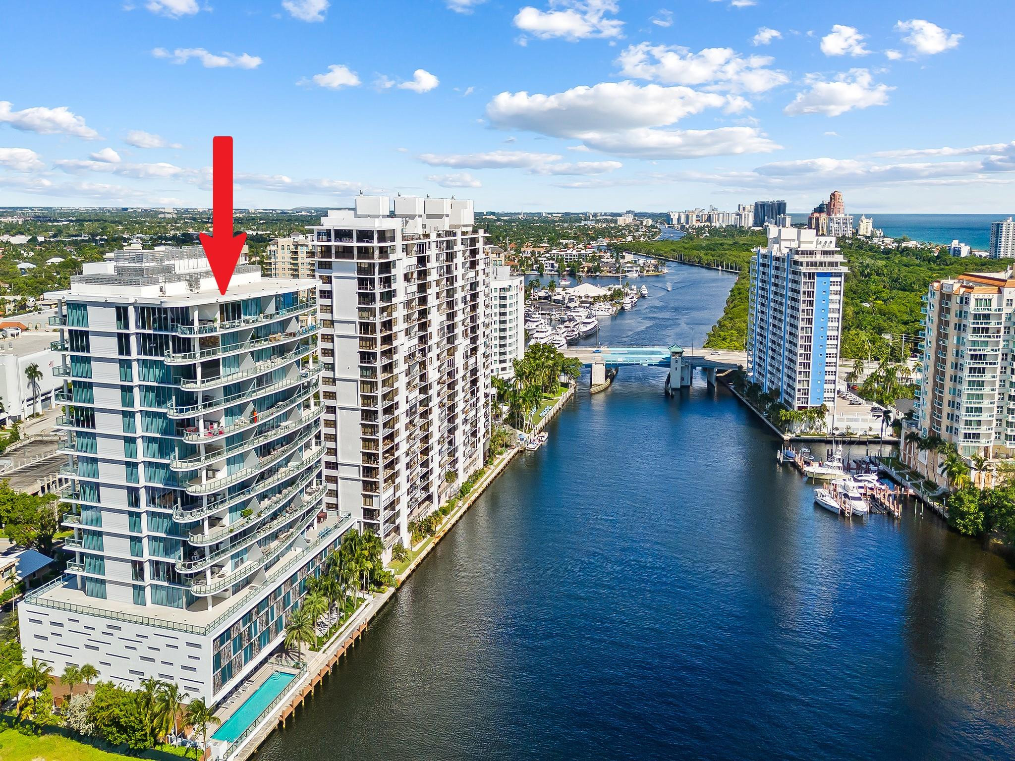 This unprecedented penthouse was purchased as a shell, redesigned & completed with no original or remaining finishes from the developer. Breathtaking ocean, Intracoastal & city skyline views through floor to ceiling walls of glass. An open floor plan w/multiple living spaces, architectural details, curated finishes & state of-the art lighting provide a sophisticated lifestyle. Expansive terraces & a summer kitchen extend interior living areas. The epicurean kitchen has an abundance of cabinets & upgraded appliances  for those who entertain & cook. The primary suite offers a custom walk-in closet & spa inspired bathrm. Control 4 technology, turnkey/fully furnished, 3parking spaces, private EV charger & add storage. Exclusive assignment of 50 feet of dockage in a no wake zone. Sqft from BCPA