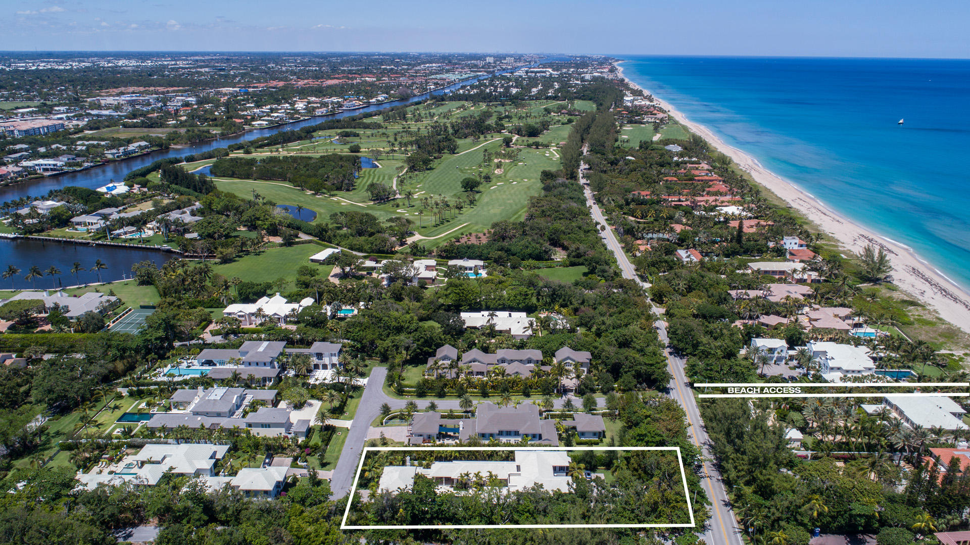 Timeless elegance carries throughout this new Bermuda-style estate lavished with classic Palm Beach details. Renowned Builder, Seaside Builders, took full advantage of the surrounding splendor and luxuriant tranquility, while infusing quality construction with the stately elegance and finishes befitting such a masterpiece.This estate introduces a lavish environment enjoyed both indoors and out.
This is the only property in Harbour View Estates to enjoy private access from North Ocean Blvd.The information herein is deemed reliable and subject to errors, omissions or changes without notice.  The information has been derived from architectural plans or county records. Buyer should verify all measurements DISCLAIMER: The written and verbal information provided including but not limited to prices, measurements, square footages, lot sizes, calculations and statistics have been obtained and conveyed from third parties such as the applicable Multiple Listing Service, public records as well as other sources. All information including that produced by the Sellers or Listing Company are subject to errors, omissions or changes without notice and should be independently verified by any prospect for the purchase of a Property.  The Sellers and Listing Company expressly disclaim any warranty or representation regarding all information.  Prospective purchasers' use of this or any written and verbal information is acknowledgement of this disclaimer and that Prospects shall perform their own due diligence.  Prospective purchasers shall not rely on any written or verbal information provided when entering a contract for sale and purchase.  Some affiliations may not be applicable to certain geographic areas. If your property is currently listed, please do not consider this a solicitation. In the event a Buyer defaults, no commission will be paid to either Broker on the Deposits retained by the Seller.  "No Commissions Paid until Title Passes."  Copyright 2018 Listing Company. All Rights Reserved.