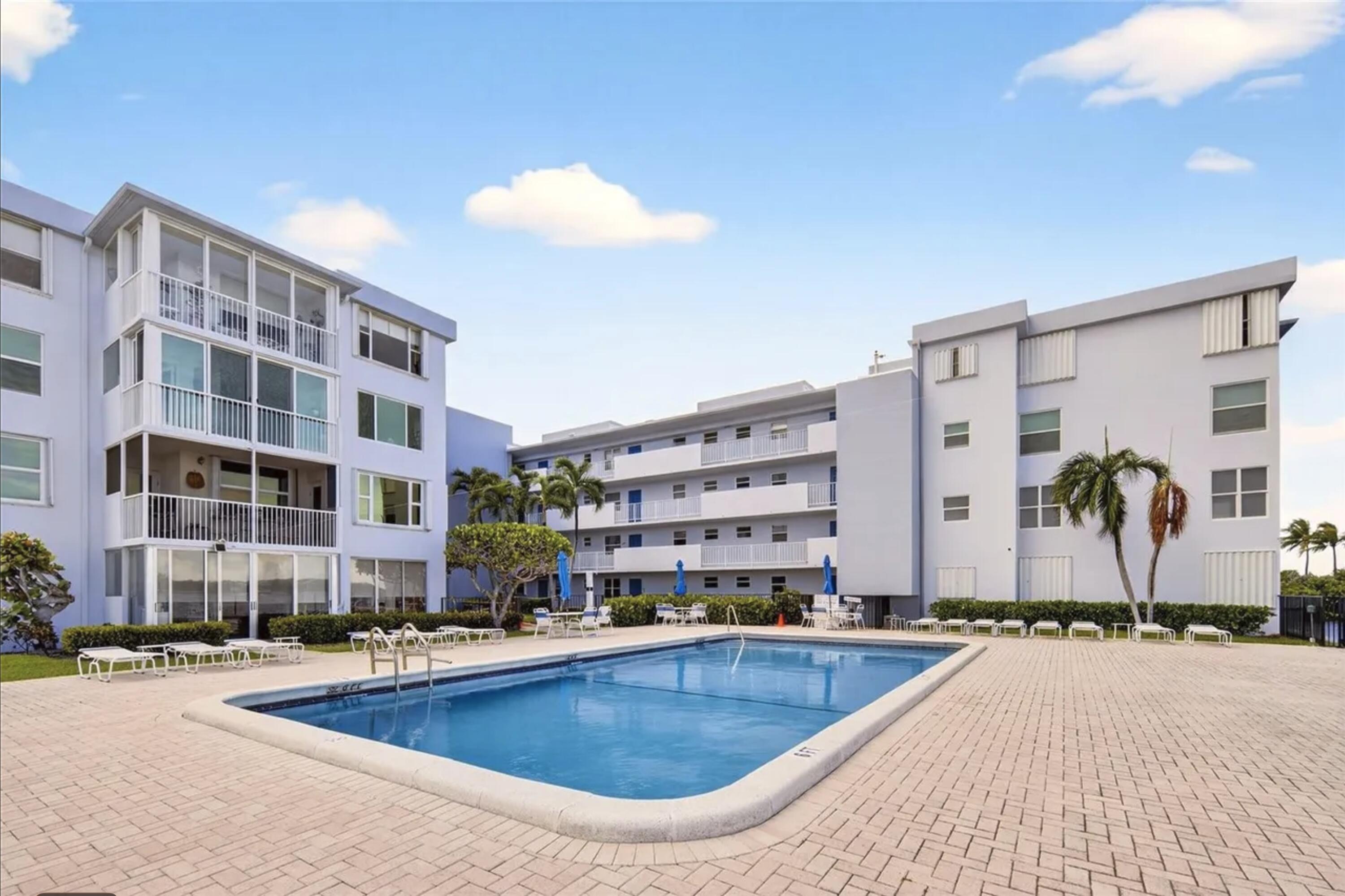 Virtually Staged. Welcome to Seacrest Villas, a 55+ waterfront community on the Intracoastal. This 3rd-floor 2BR/2BA condo offers 803 sq ft of light-filled living with refreshing coastal breezes. The primary suite has 8' screened sliders so you can relax to the sounds of the water, and both elevator and stairwell access make life convenient. Community amenities include a waterfront pool, clubhouse, and well-kept grounds that feel like a retreat. Just minutes to Boynton Harbor Marina, Banana Boat, Two Georges, and Oceanfront Park Beach, with exciting new projects like Town Square and the Villages at East Ocean adding shops and dining nearby. Don't miss this chance to enjoy the Intracoastal lifestyle, in the sunshine state!