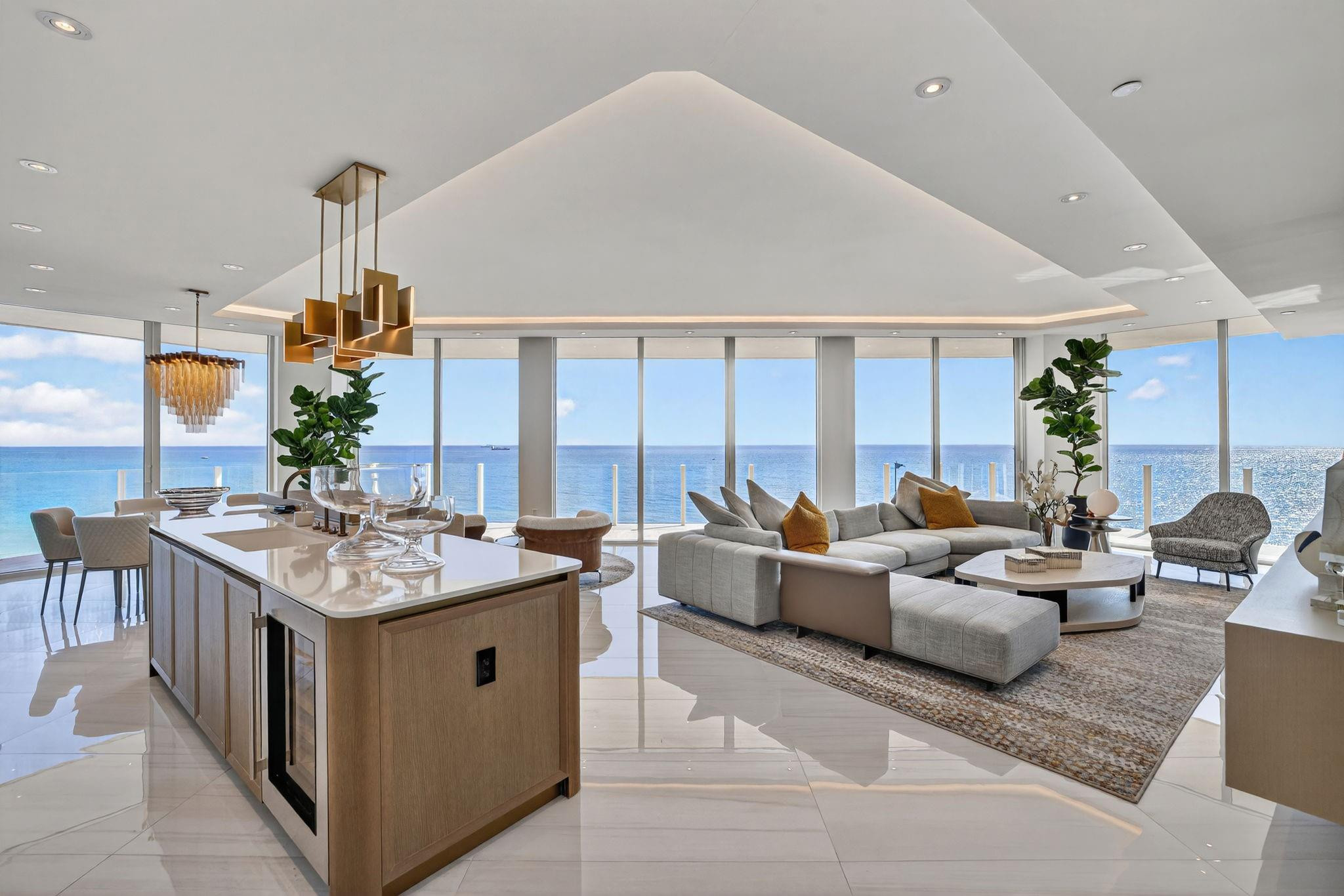 BRAND NEW FOUR SEASONS PRIVATE RESIDENCES, Ninth floor, private residence with 2 bedroom, 2 1/2 bath and a Direct east Oceanfront exposure with direct ocean views. Dramatic floor to ceiling glass and gracious open terraces afford you ample natural light throughout the home. Gourmet kitchen with custom lacquered cabinetry, Dornbracht faucets, Sub Zero, Miele, and Wolf appliances. Dual owners retreat configuration optimizes privacy between you and your guests. Abundant closet space throughout this luxury residence. Baths are adorned with signature marble, custom oak cabinetry, and brushed nickel Waterworks fittings. The oversized terrace extends the entire width of this luxury residence with access from main living area.