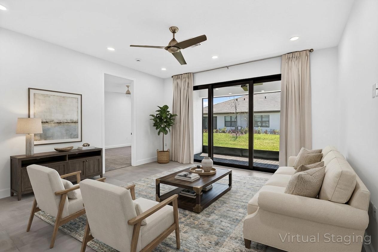 This home is BRAND NEW, never-before lived-in, on a premium garden lot. The home includes full impact windows & doors and tiled roof, a 1-car garage and 1 golf cart garage, and security system. Your rent includes access to THE BEST amenities around! You can lounge poolside, catch up with friends at the cafe, or watch a live show at the social hall. This gated community has 80+ sports courts for Pickleball, Bocce, Tennis. Plus 5 acres of Arts & Culture including Pottery, Art, Cooking, and Community Gardening. A bustling Town Center means you never have to go far for the essentials. Welcome home!