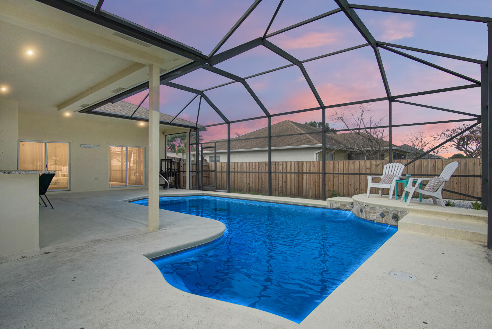 This stunning pool home has it all! Gorgeous plank tile flooring, an oversized quartz island with quartz waterfalls, 10' ceilings with crown molding, a spacious open layout, and the convenience of 4 bedrooms and 3 bathrooms. The roof, AC, and water heater were installed in 2023, and the home was equipped with a brand new whole house generator in 2024. Additional amenities include a beautiful tile backsplash and large farm sink in the kitchen, quartz countertops in every bathroom, ceiling fans with lights in every bedroom, and expansive walk in closets in the master bedroom. Additional exterior amenities include a fully fenced backyard, a 10x20 shed equipped with electric, and gutters. In person, it's the most attractive home for it's price...you have to see it!