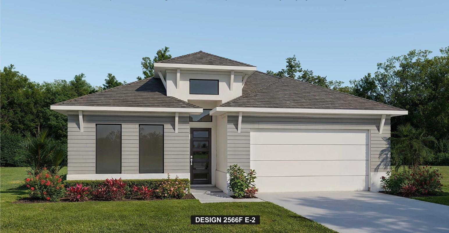 The front porch opens into a welcoming entryway with an extended tray ceiling that embraces the main hallway. A bonus flex room overlooks the front yard right off the front door. The kitchen features an island with built-in seating, a 5-burner gas cooktop and walk-in pantry. The dining area flows from the kitchen to the connecting family room which offers plenty of natural light from its sliding glass door and access to the extended backyard covered lanai. Primary bedroom has a wall of windows overlooking the backyard. Double doors lead into the bathroom which hosts dual vanities, a freestanding tub, glass enclosed shower, two walk-in closets and dual access to the laundry room. Two secondary bedrooms with a shared bathroom complete the home. Drop zone is located off the two-car garage.