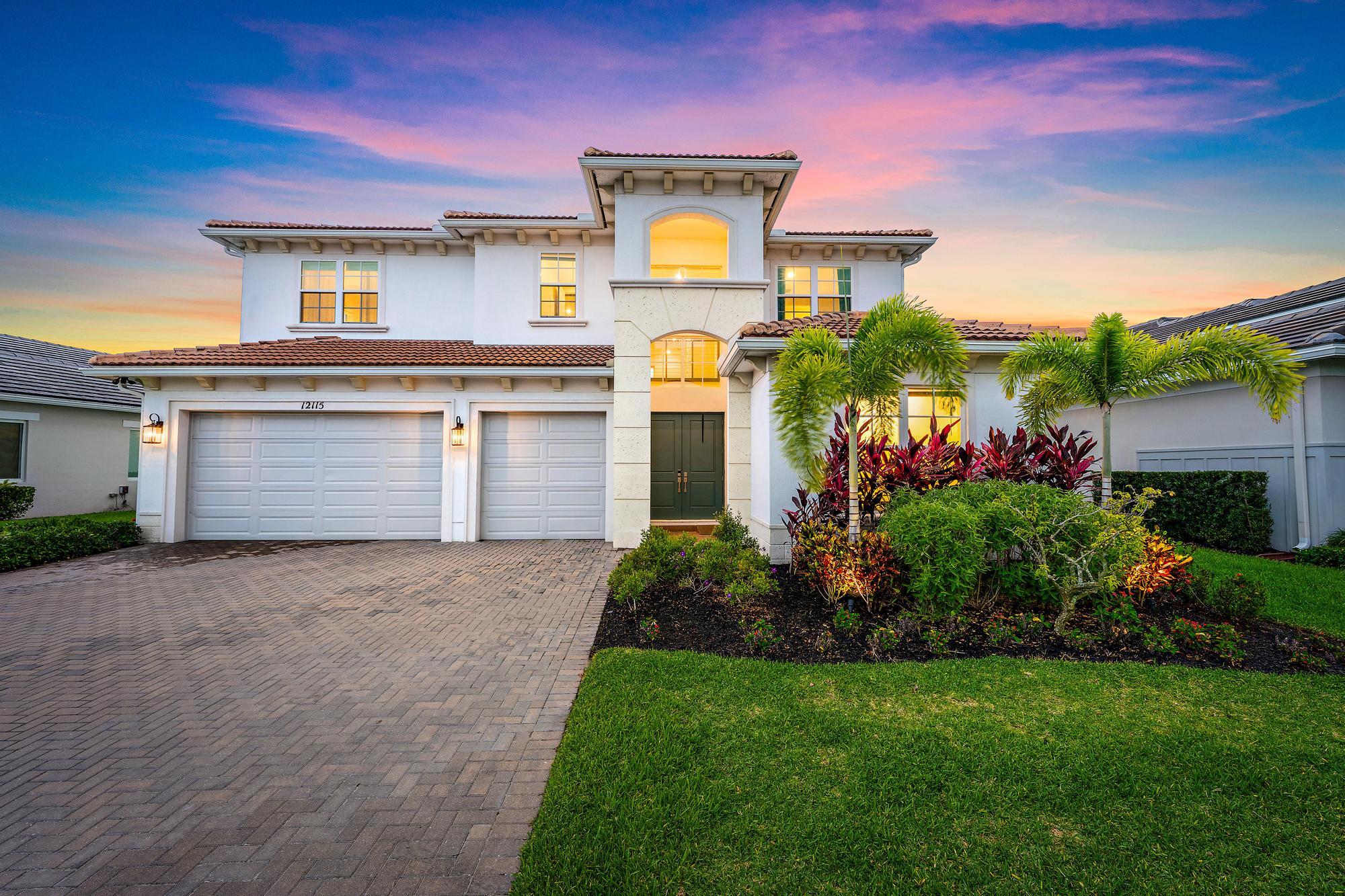 Built in 2023, this upgraded 5-bedroom, 4.5-bath home offers lake views, a private in-law suite, and a newly completed pool and spa. Features include hurricane-impact windows and doors, natural gas, a 3-car garage, and an open-concept floor plan. The kitchen is equipped with premium appliances and the living room features a custom wine display with a hidden door leading to a flexible bonus room ideal for a lounge, media room, gym, or office. The in-law suite includes a private entrance, living area, kitchenette, and laundry. Upstairs, a generous loft provides additional living space and separation between the primary and guest bedrooms. Outside, enjoy a fully fenced yard with synthetic turf, a putting green, and lakefront pool and spa, creating the perfect space for entertaining and outdoo outdoor living. Located in the gated community of La Terre at Avenir, this home offers access to the 16,000 sq ft Avenir Clubhouse, which features a fitness center, 8 tennis courts, 6 pickleball courts lap pool and a resort-style swimming pool, poolside cabanas spa, and splash pad.