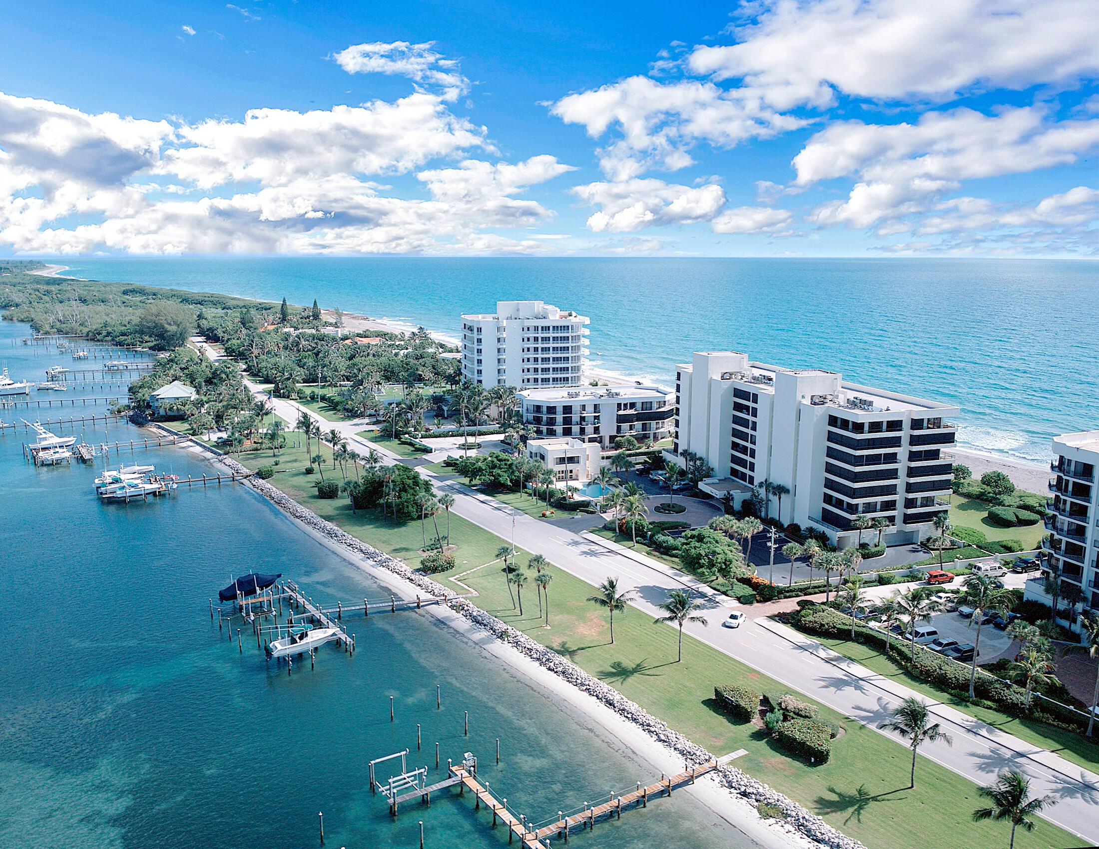 Experience the best of oceanfront condo luxury living at the Claridge on Jupiter Island. Be one of 16 residences to indulge in this boutique lifestyle. Breathtaking turquoise, panoramic ocean and intracoastal views throughout. The private elevator entrance opens to a stunning foyer entryway. This spacious condo offers an open floor plan featuring a gourmet kitchen with Wolf & Sub-Zero appliances, an underlit quartzite island, and wet bar. Grand family room with custom-designed built-in showpiece with LED lighting.
Enjoy this sophisticated 3 bedroom, 4.5 bath home with over 3,500 square feet of living space. The large master suite features a his & her master bath with a shared smart digital Kohler shower and soaking tub. 
See additional remarks... Unique to condo living, enjoy a massive custom walk-in closet with built-ins. Guests will love the tranquil ensuite bedrooms with spectacular water views and private balconies.
Upgrades include custom Lutron, blackout window treatments, surround sound, custom LED lighting, and a private air-conditioned 2-car garage. Professionally decorated and furniture negotiable. The Claridge offers concierge service, full-time security, and a tropical oasis with an oceanfront pool, spa, sauna, fitness center, putting green, croquet center, intercoastal cabana with grills, kayaks & paddleboards. Deeded boat slips are available for purchase. One small pet is permitted.