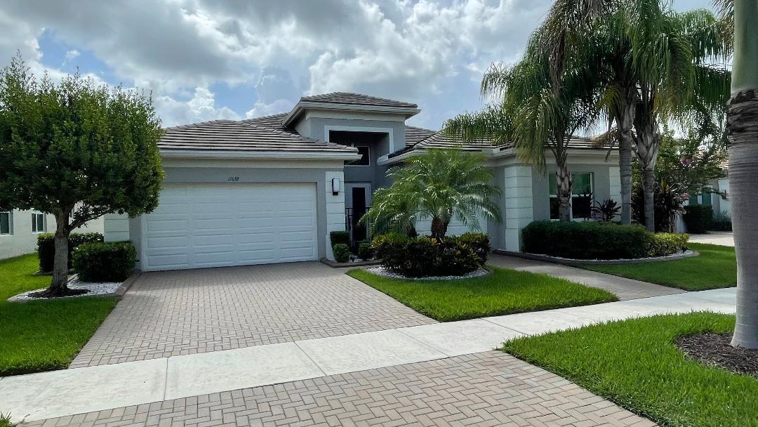 This custom Bianca home is 2 bedrooms plus large den and 3 bath and 2 cars plus golf cart garage home and is located in beautiful Valencia Cay at Riverland. You will be captivated by the magnificently custom appointments including a highly trimmed and cased foyer and adjoining family room. From the foyer your view carries you through the home to a spectacular panoramic view of the lake. With all the elements you'd expect from a truly luxury home, this home's open floorplan, well-appointed kitchen and inviting living areas provide a casual lifestyle. As well, custom trim and crown molding, custom designer paint colors an Many Upgrades.