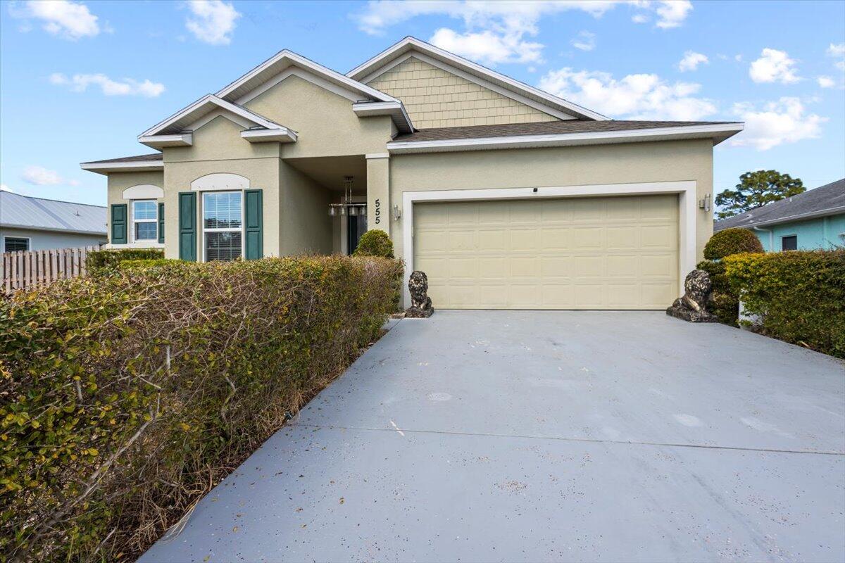Discover the perfect location near I-95 and the turnpike, with a hospital and fire station just minutes away for your peace of mind. Enjoy a variety of dining options at the nearby plaza! This 3-bedroom, 2-bath CBS home, built in 2018, boasts approximately 1,972 square feet of living space. The open floor plan features split bedrooms for privacy, and the kitchen overlooks the main living and dining areas for a seamless flow. The versatile office/den can serve as a home office, study, or hobby room. The primary suite includes a walk-in closet and a private bath with dual sinks and a separate shower. Set on a 0.25-acre lot, this home offers plenty of outdoor space and a 2-car garage. Schedule your showing today to see all that it has to offer! Seller is motivated!