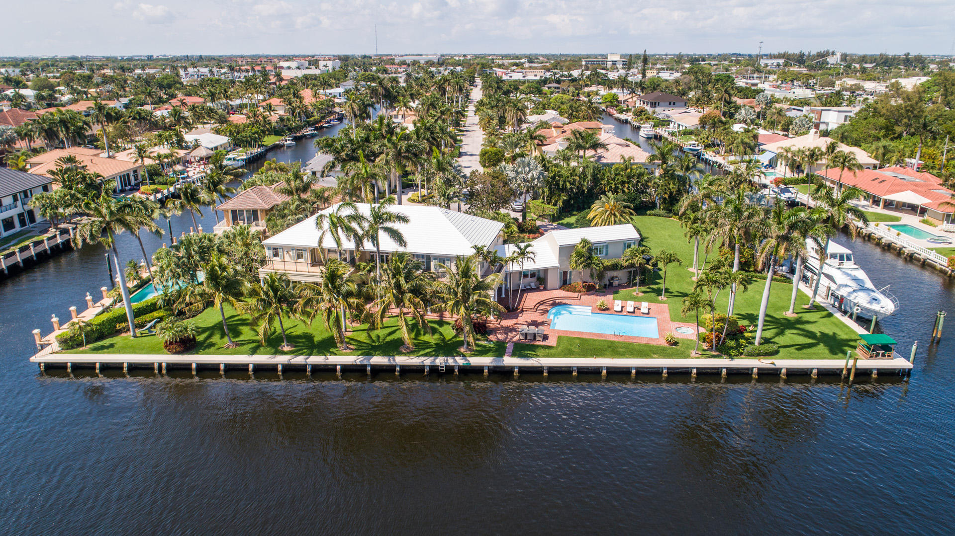 On an expansive lot in a coveted Intracoastal enclave, this gracious residence offers the ultimate boater's dream with deep-water dockage for 130' yacht, two boatlifts, direct ocean access. Waterway views from major rooms, split-plan with master wing, open-plan chef's island kitchen, private pool/spa. Minutes from the beach, shopping & dining along Atlantic Avenue. Easily reimagined or subdivided.The information herein is deemed reliable and subject to errors, omissions or changes without notice.  The information has been derived from architectural plans or county records. Buyer should verify all measurements. DISCLAIMER: The written and verbal information provided including but not limited to prices, measurements, square footages, lot sizes, calculations and statistics have been obtained and conveyed from third parties such as the applicable Multiple Listing Service, public records as well as other sources. All information including that produced by the Sellers or Listing Company are subject to errors, omissions or changes without notice and should be independently verified by any prospect for the purchase of a Property.  The Sellers and Listing Company expressly disclaim any warranty or representation regarding all information.  Prospective purchasers' use of this or any written and verbal information is acknowledgement of this disclaimer and that Prospects shall perform their own due diligence.  Prospective purchasers shall not rely on any written or verbal information provided when entering a contract for sale and purchase.  Some affiliations may not be applicable to certain geographic areas. If your property is currently listed with another agent, please do not consider this a solicitation for the listing. In the event a Buyer defaults, no commission will be paid to either Broker on the Deposits retained by the Seller.  "No Commissions Paid until Title Passes."  Copyright 2019 Listing Company. All Rights Reserved.