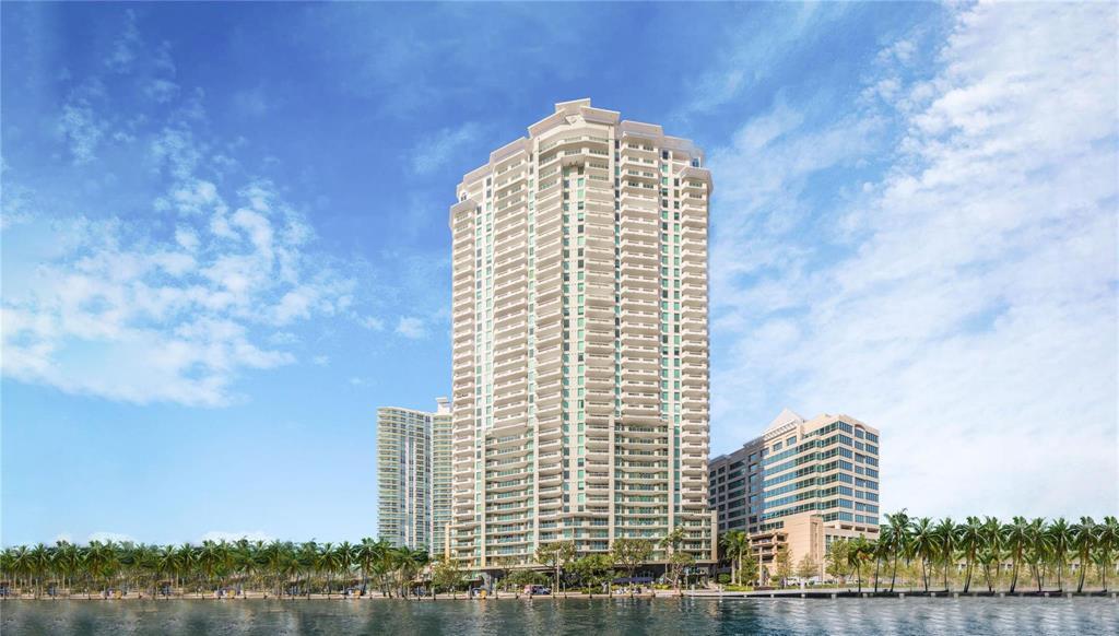 Live the Las Olas / Riverwalk lifestyle! This "champagne" model offers remarkable direct river and intercoastal views!! This immaculate unit has 2 bedrooms and 2.5 bathrooms within 2110 sq.feet of living space. There is a formal living and dining room that lead to a 330 square foot front terrace through floor to ceiling sliding doors that flood the unit with light. The kitchen has Poggenpohl cabinetry, Thermador double ovens, a Sub-Zero refrigerator and granite countertops. There is also a breakfast area that leads to the beautiful front terrace from which you view the New River, the intercoastal and ocean beyond. The Primary bedroom features his and hers closets, and en-suite bathroom with marble, a jacuzzi tub, glass enclosed shower, and a marble vanity with dual sinks.