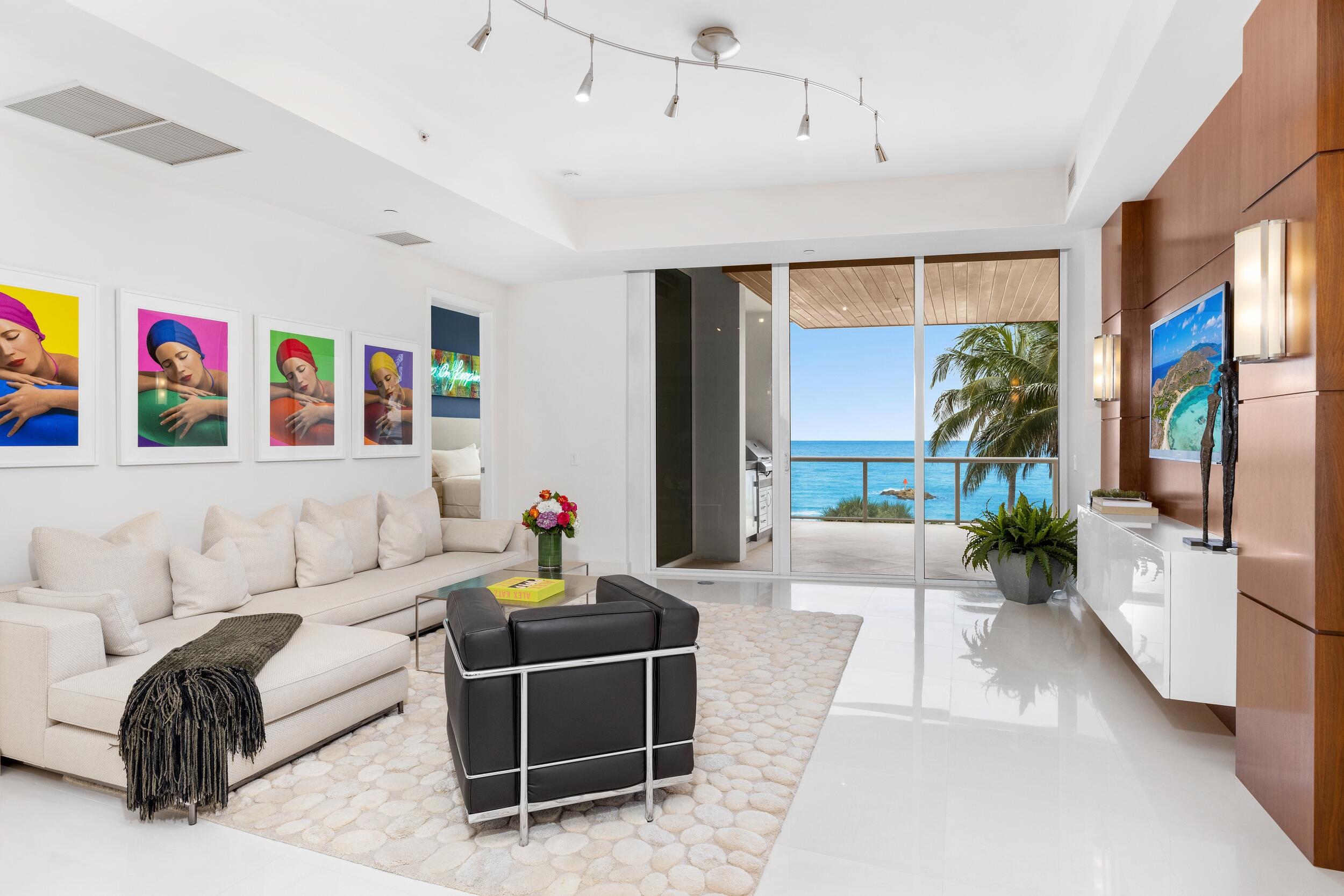 Transcend the expected at this contemporary masterpiece brilliantly staged at One Thousand Ocean in Boca Raton. Welcome to Beach Villa 206, an exquisite oceanfront residence featuring panoramic views of the Ocean and Intracoastal Waterway in a private and luxurious setting. 
 
The award-winning statement from Garcia Stromberg bridges the worlds of light, space and form to create an inspired visual experience unique to the luxury residential scene in Boca Raton. The property dazzles with architectural originality and artful splendor, combined with world class amenities and services. 
 
As seen in Florida Design Magazine, Beach Villa 206 is a sophisticated designer residence featuring an open plan layout and luxurious finishes and furnishings by Brown Interiors. The property encompasses 3,074 square feet of living space and 888 square feet of terrace, with a total of 3,962 SF.  The exclusivity of Beach Villa 206 is affirmed with the primary bedroom, living area and guest bedroom all featuring direct oceanfront views. Further preserving your privacy is an individual landing as well as separate terrace access. With a unique floor-through plan, this elegant property basks in the comfort of unforgettable water views, and the glow of South Florida sunrises and sunsets. 

Innovative design and interiors are thoughtfully considered and combine contemporary aesthetic with form and functionality. Shimmering glass walls and high ceilings heighten the drama, creating an indoor/outdoor gateway to the scenic views. The two expansive covered terraces, one facing east and the other west, are graced with a summer kitchen, an invitation to savor outdoor dining moments in ultimate style.
 
The sophisticated interior boasts 3 bedrooms, 3 full baths, a gourmet kitchen, and spacious terraces. Dramatic lighting adds to the grandeur of a villa living that is a dream of any art connoisseur. Majorca limestone flooring, bespoke European cabinets, Wolf, Miele and Subzero appliances incorporated into the design lend warmth and elegance to the spacious chef's kitchen. 
 
At One Thousand Ocean, indulge in oceanfront living at its finest, where sophistication and exclusivity merge to create an extraordinary living experience. The experience is further elevated by the world-class amenities and services, including security, concierge, onsite management, valet parking, pool-side and beach side service that make this full-service building an oasis of unmatched luxury. Resident members of The Boca Raton can enjoy additional amenities and services provided by the world-class resort. 

One Thousand Ocean sits at the nexus of the most desirable destinations in Palm Beach County, just minutes away from the finest shopping, dining and social scenes of both Boca Raton, Delray Beach and Palm Beach. 

Welcome to Beach Villa 206, a privileged place to call home.