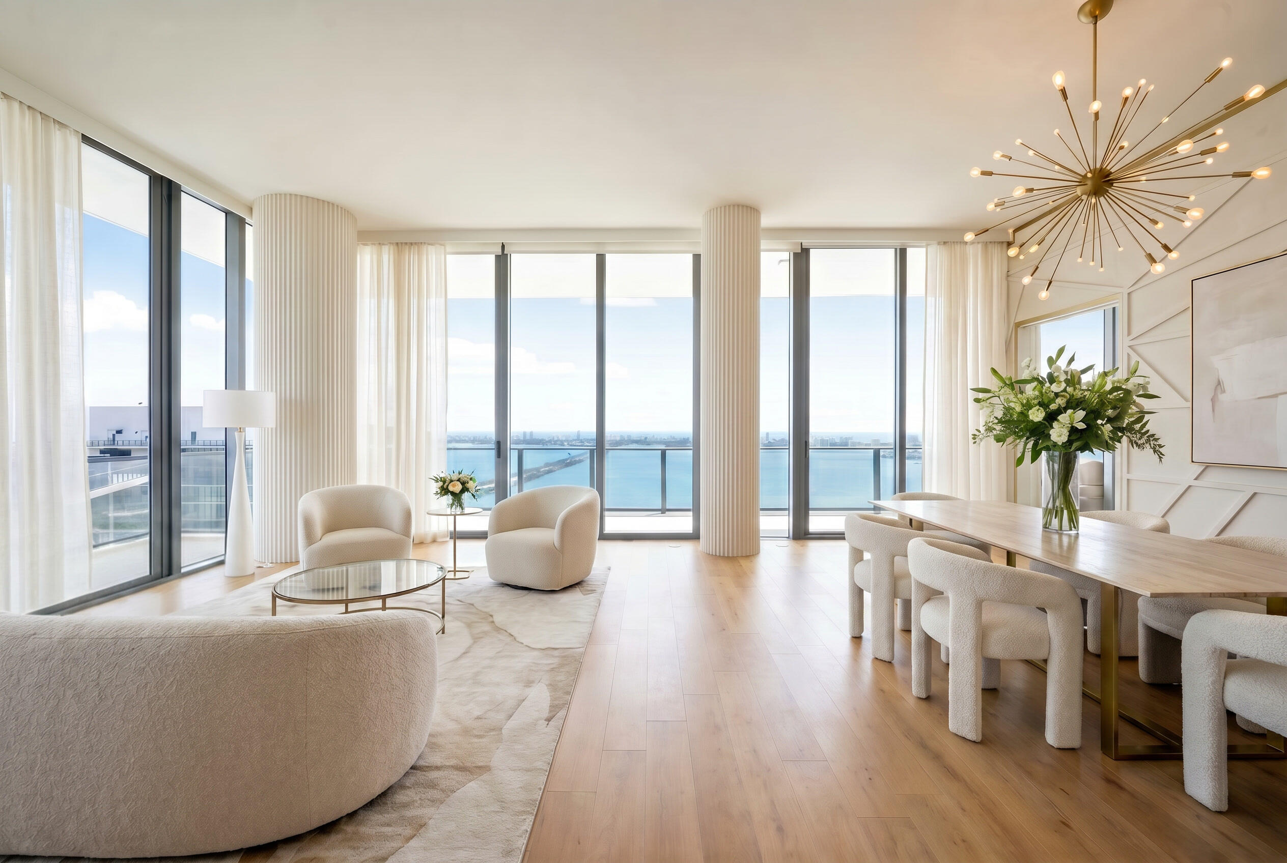 Discover unparalleled luxury in this exquisite corner penthouse at Gran Paraiso, with breathtaking sunrise and sunset views. This expansive 4-bedroom, 4.5-bathroom residence spans 2,792 square feet and features a magnificent 951-square-foot wraparound balcony, perfect for enjoying Miami's stunning vistas, complete with an outdoor jacuzzi for ultimate relaxation. Inside, experience a gourmet Italian kitchen equipped with top-of-the-line Sub-Zero refrigeration and Wolf appliances, ideal for culinary enthusiasts. Residents benefit from two assigned parking spaces and access to Gran Paraiso's world-class amenities, including a 100-foot lagoon-shaped pool with towel service, tennis courts, a state-of-the-art gym, a tranquil hammam, a dedicated kids' playroom, and a convenient dog park.   *Some images have been generated with AI. Open to shorter term leases as well. First, last and security deposit plus a deposit to the association. 4 total