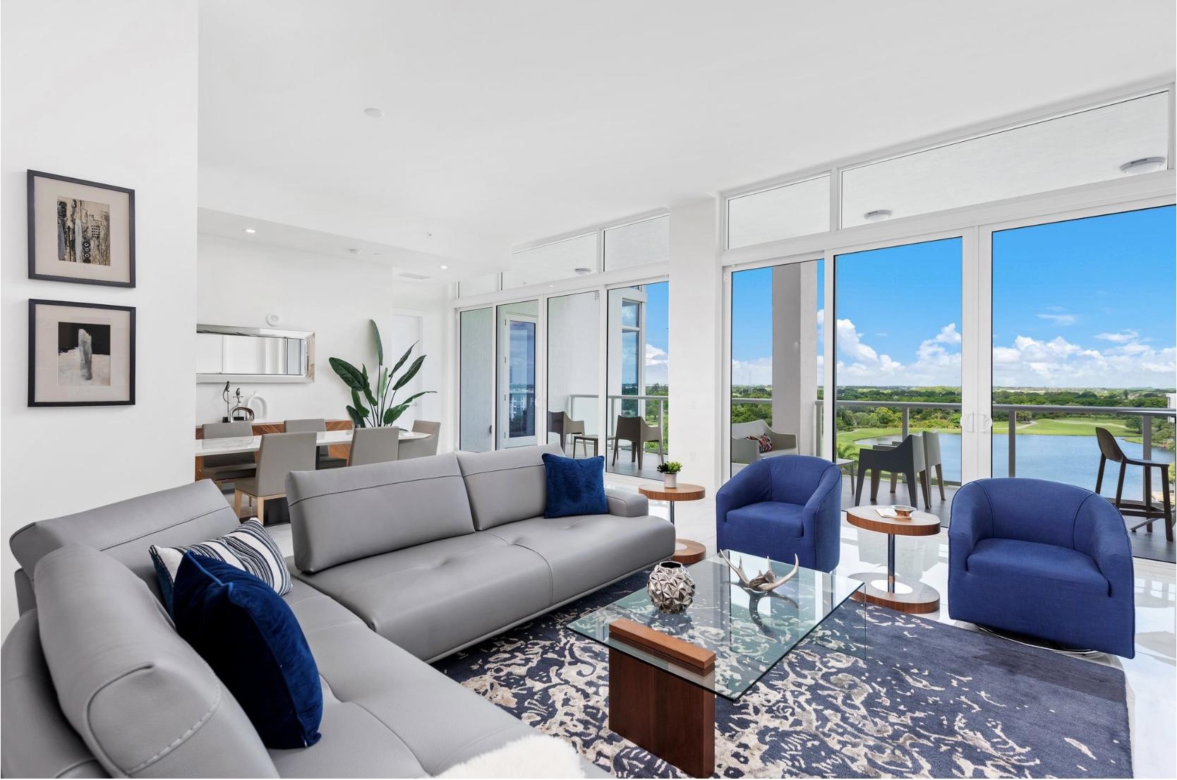Move-in Now! Fabulous Opal II  Penthouse 4/6.5 plus den with 11'6''  Ceilings and panoramic golf and lake views, feels like a single family home!! gourmet kitchen featuring state-of-the-art Wolf & Sub-Zero appliances, quartz counters & ItalKraft cabinetry. Additional features include, floor-to-ceiling impact windows, valet parking, 3 assigned garage spaces, 24-hour attended lobby, card room, social party room, fitness center, resort style pool & more! Located within the gates of the #1 Private Residential Country Club in the World, Boca West offers over 400,000 sq. ft. of amenity space, including an award winning spa, aquatics/fitness center, 6 restaurants, four 18-hole golf courses designed by Arnold Palmer, Jim Fazio & Pete Dye, 29-court USTA tennis facility & much more! Pets ok